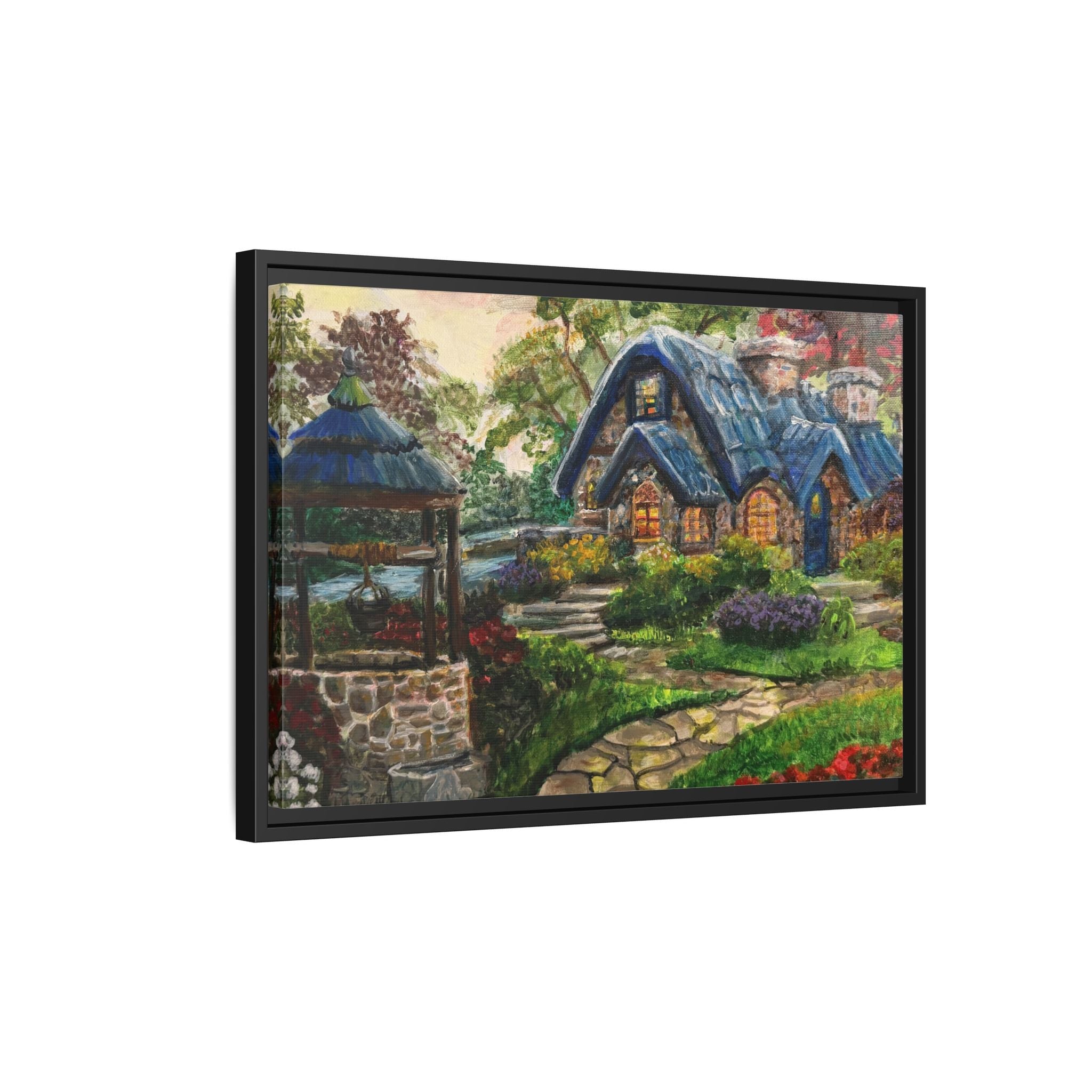 Framed Matte Canvas Cottage Well - Print of Original— Cozy Garden Pathway Print