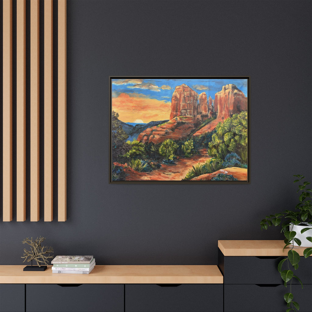 Framed Matte Canvas Desert Path Landscape Wall Art Print of Original