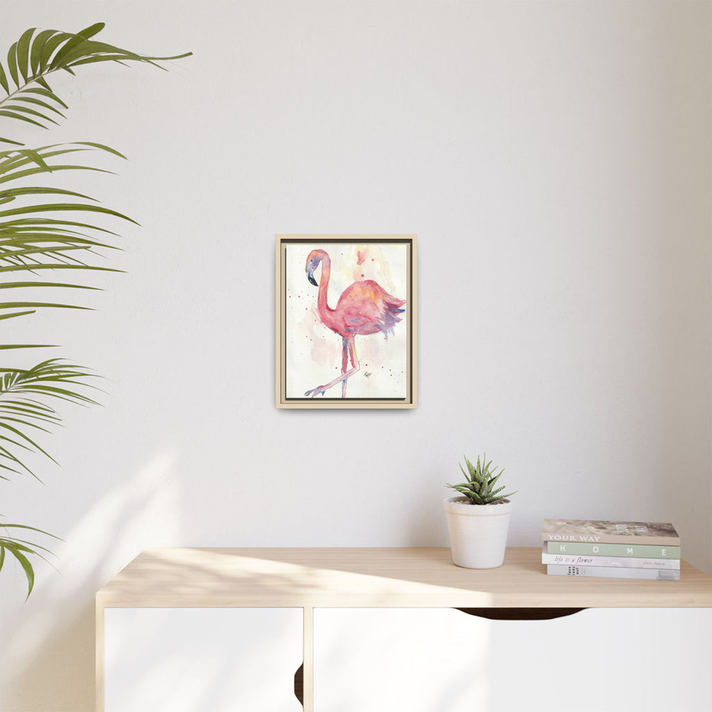 Watercolor Flamingo Dance Matte Canvas Framed Art Print of Original