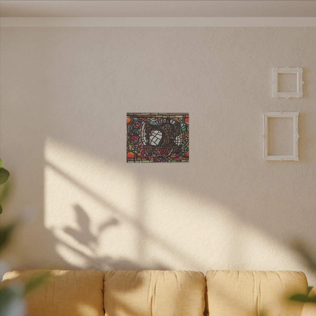 Vintage Sewing Machine Stained-Glass Matte Canvas Print of Original Great Grandma's Sewing Machine