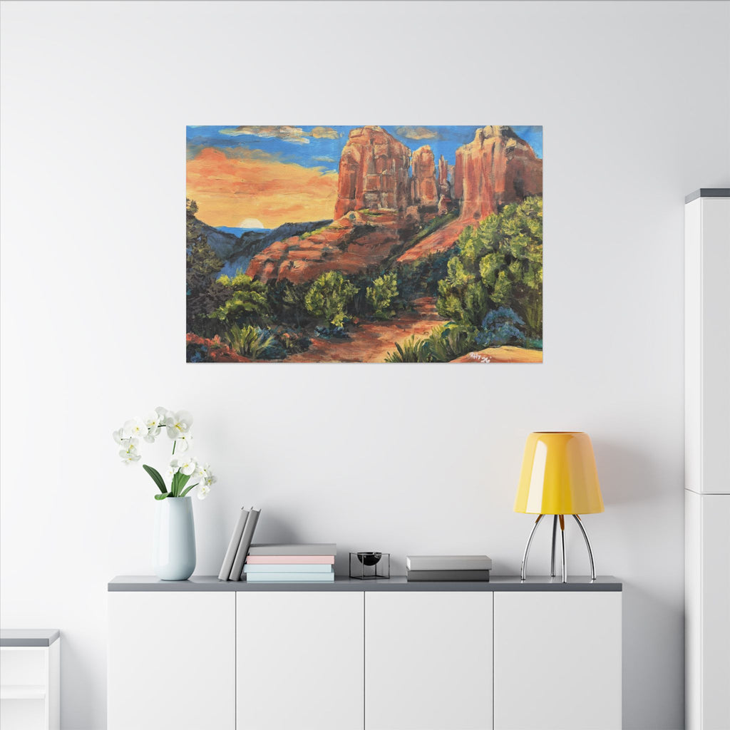 Desert Path Landscape Matte Canvas Wall Art Print of Original– Stretched Scenic Southwestern Sunset