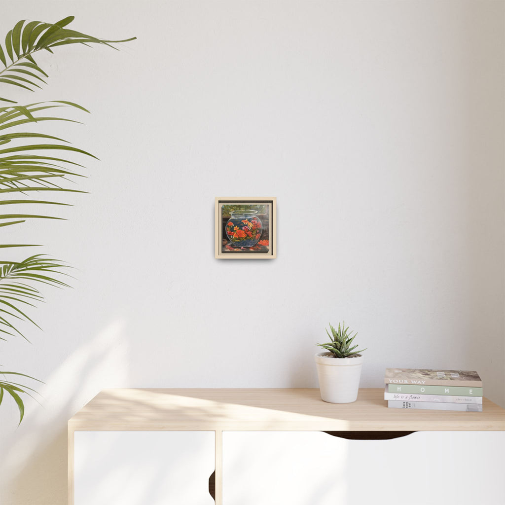 Framed Matte Canvas Print of Original– Colorful Goldfish Bowl Art