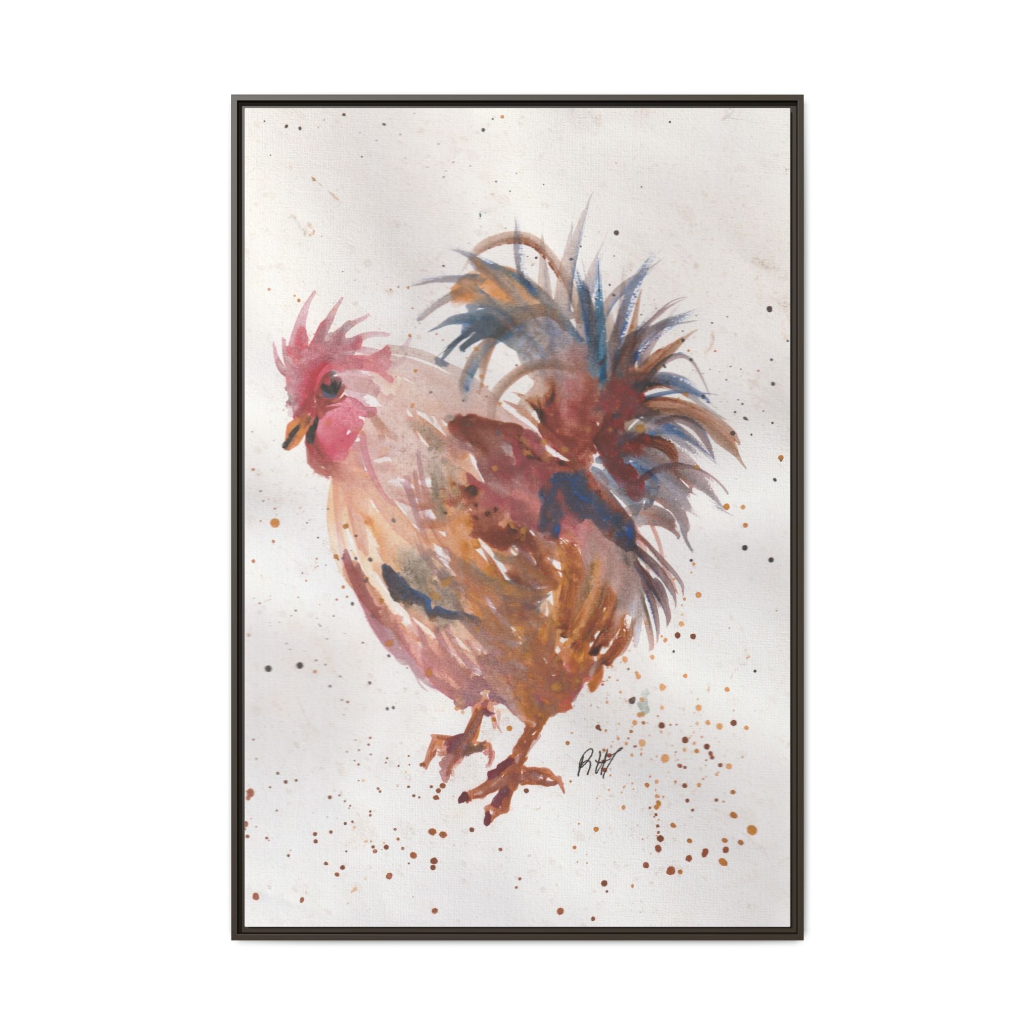 Watercolor Matte Canvas Print of Original Henrietta — Framed Farmhouse Wall Art