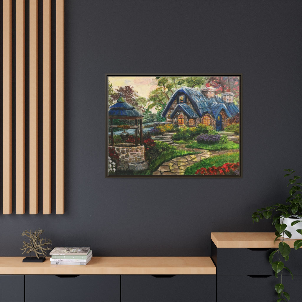 Framed Matte Canvas Cottage Well - Print of Original— Cozy Garden Pathway Print