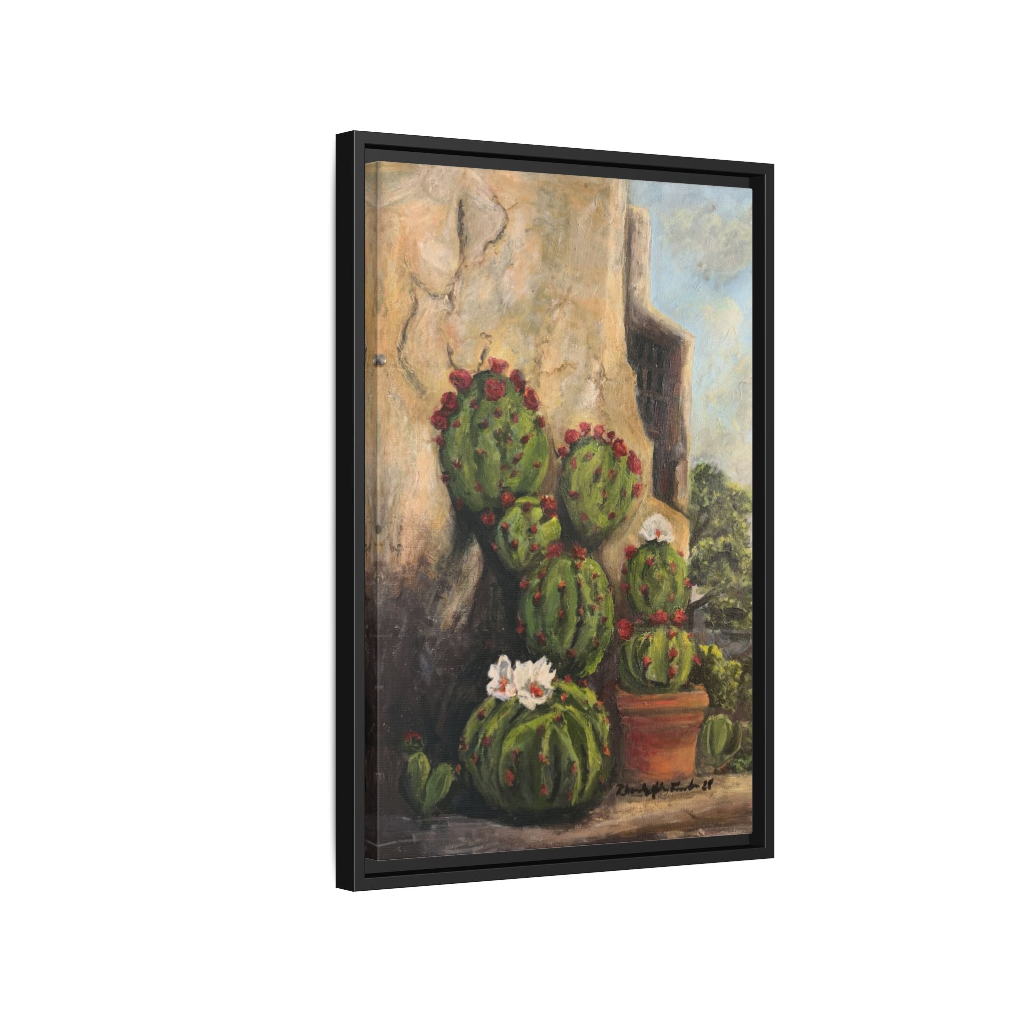 Matte Canvas Print of Original Desert Bloom, Framed (Multi-color)