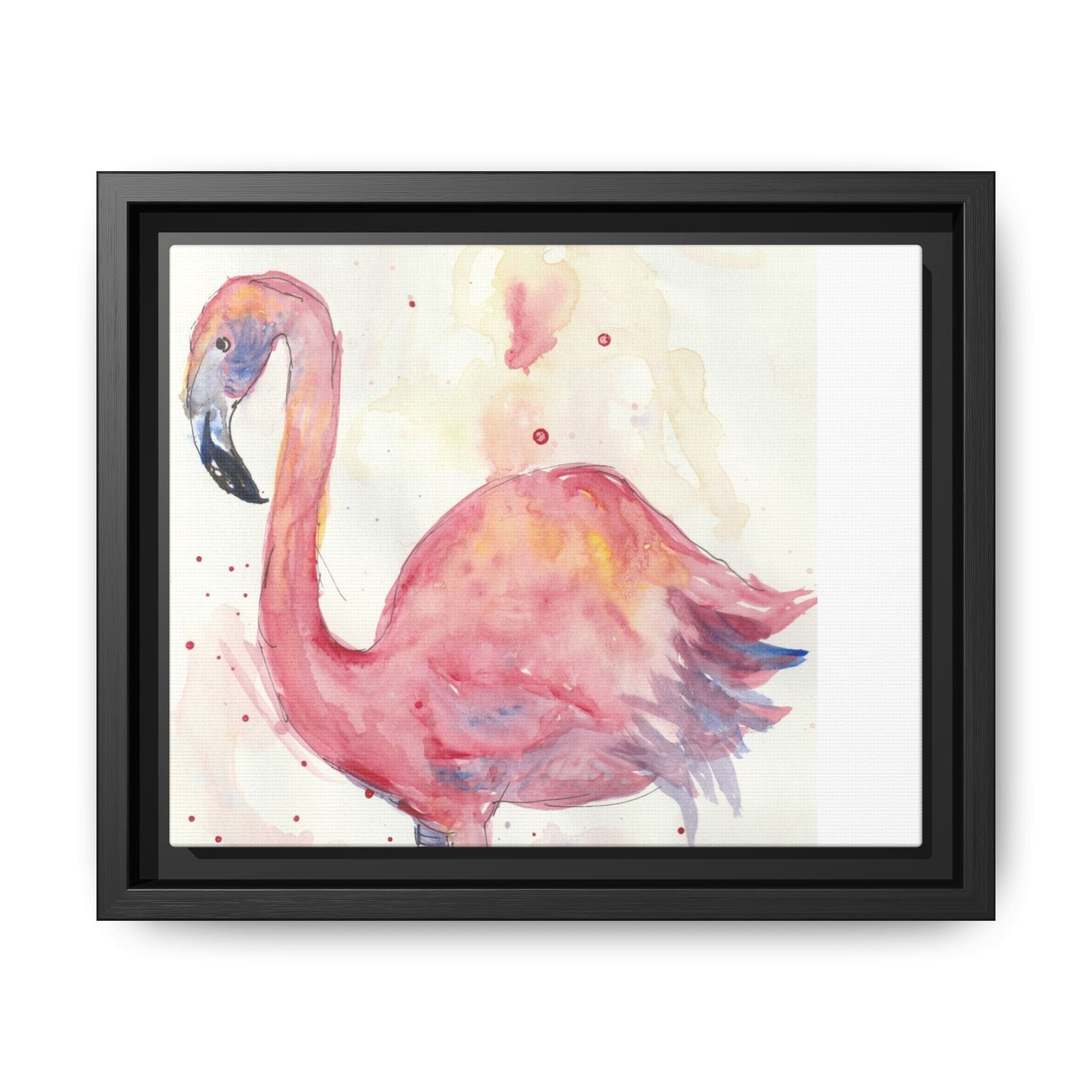 Watercolor Flamingo Dance Matte Canvas Framed Art Print of Original