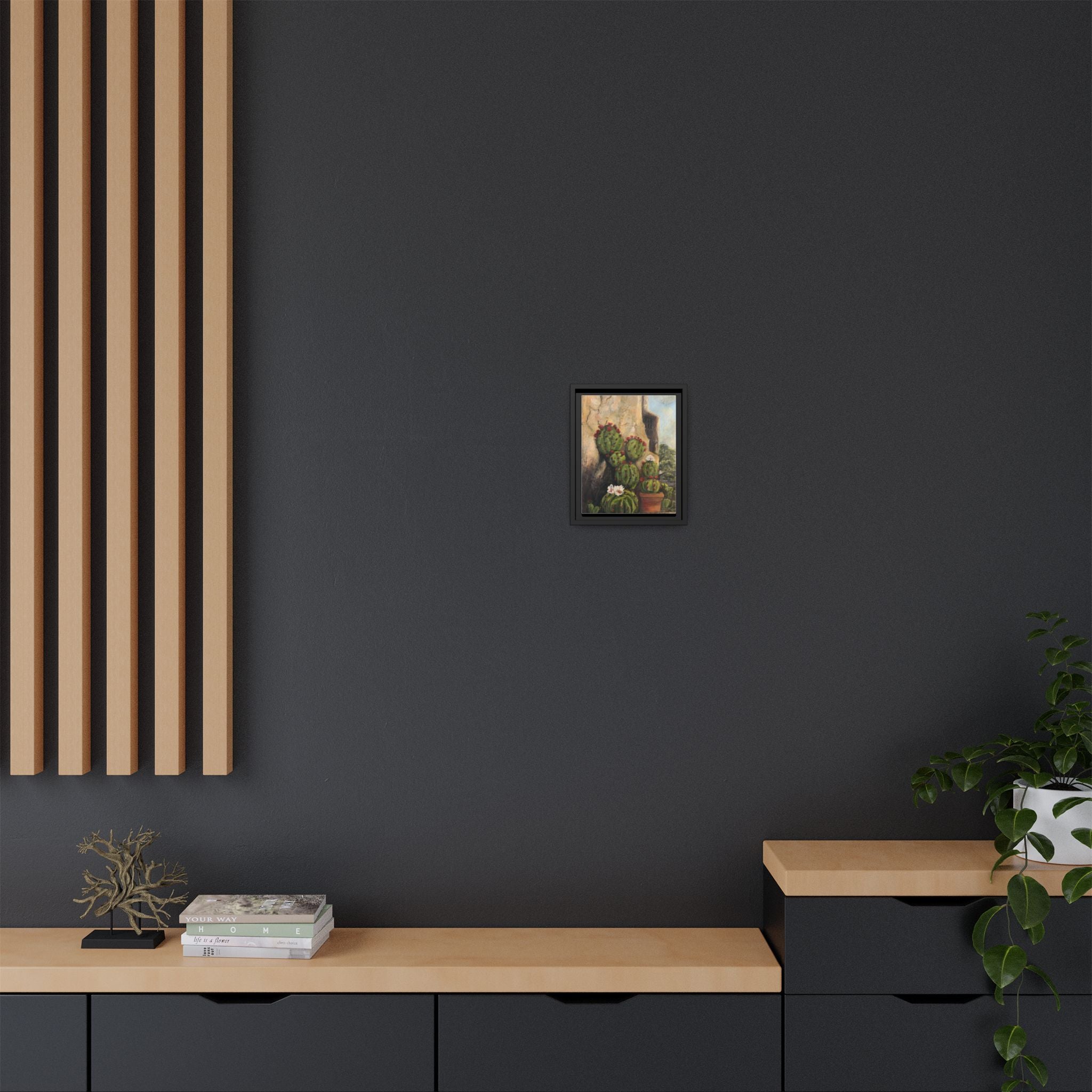 Matte Canvas Print of Original Desert Bloom, Framed (Multi-color)