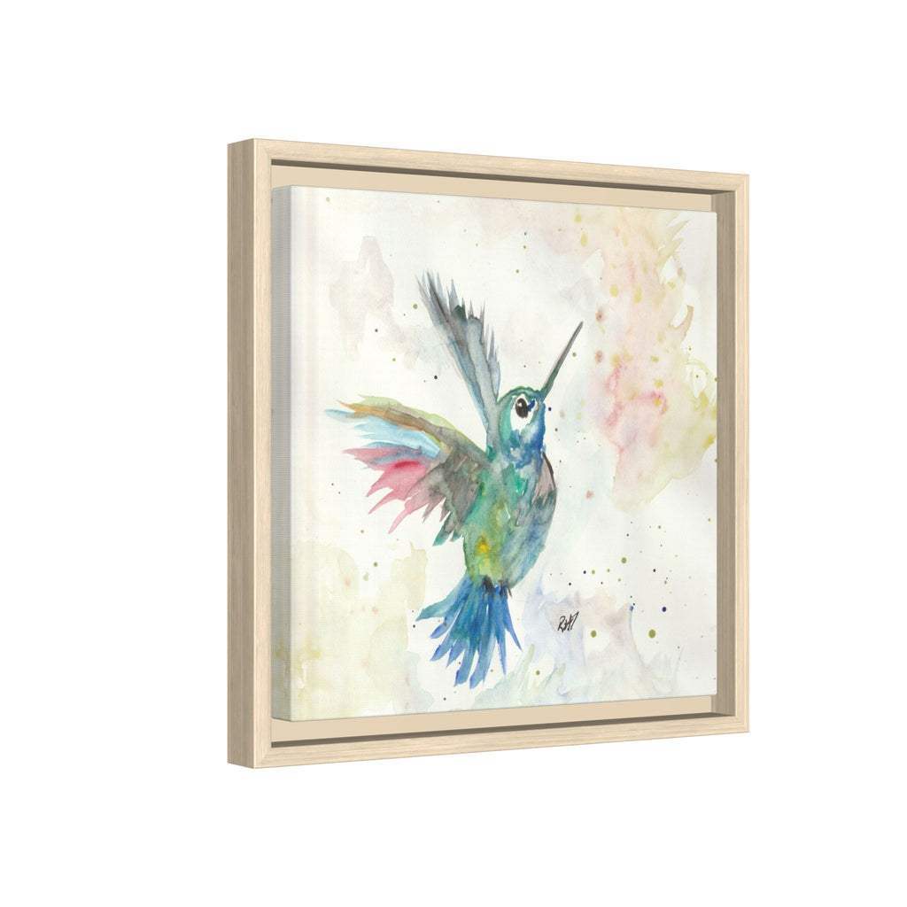 Higher Hummingbird Watercolor Framed Canvas Print of Original — Multicolor Matte Wall Art