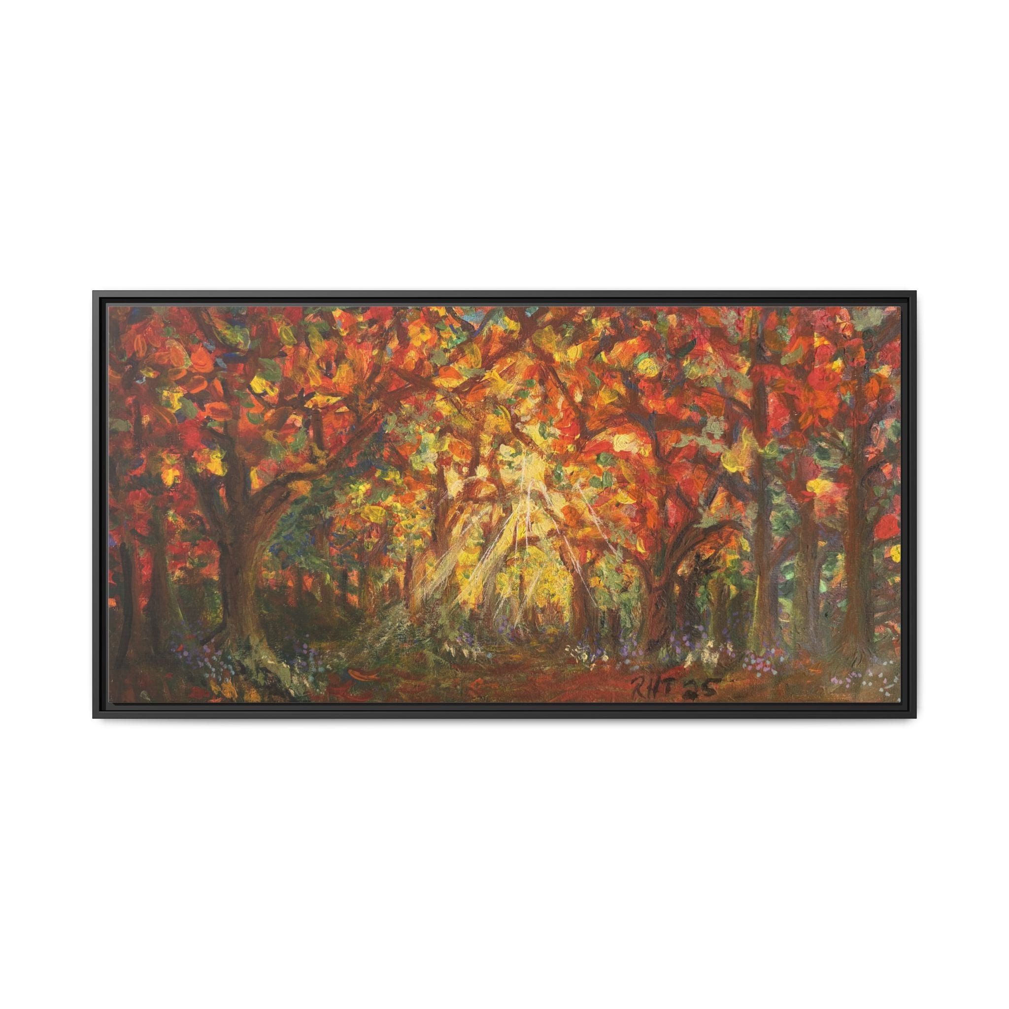 Autumn Grove Framed Canvas Print of Original — Vibrant Fall Forest Wall Art