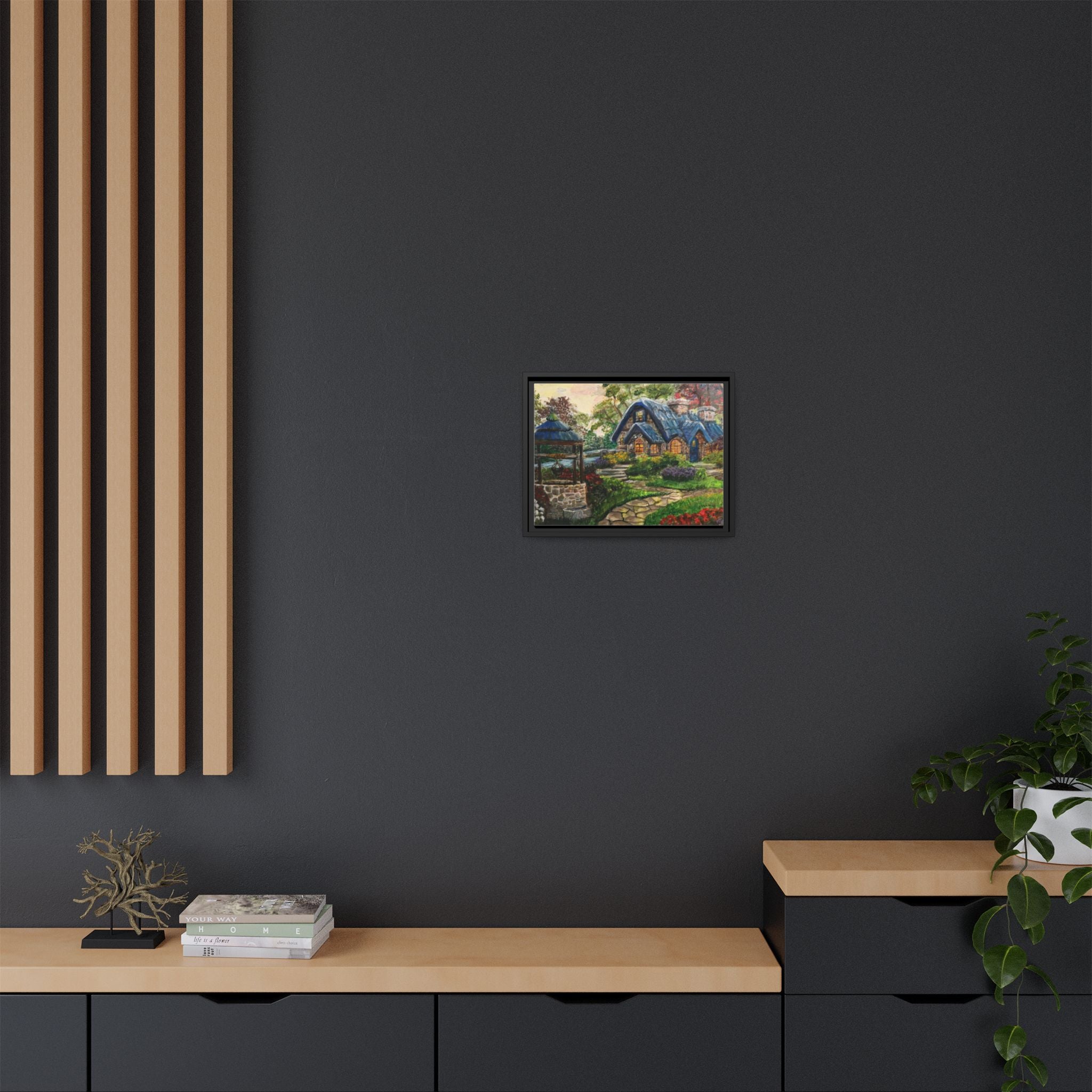 Framed Matte Canvas Cottage Well - Print of Original— Cozy Garden Pathway Print