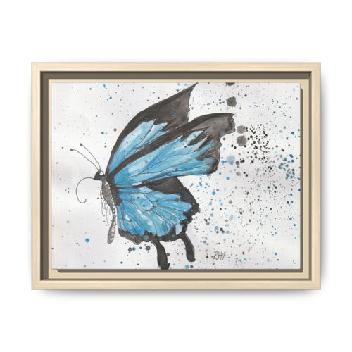 Blue Watercolor Butterfly Matte Canvas Print (Framed)