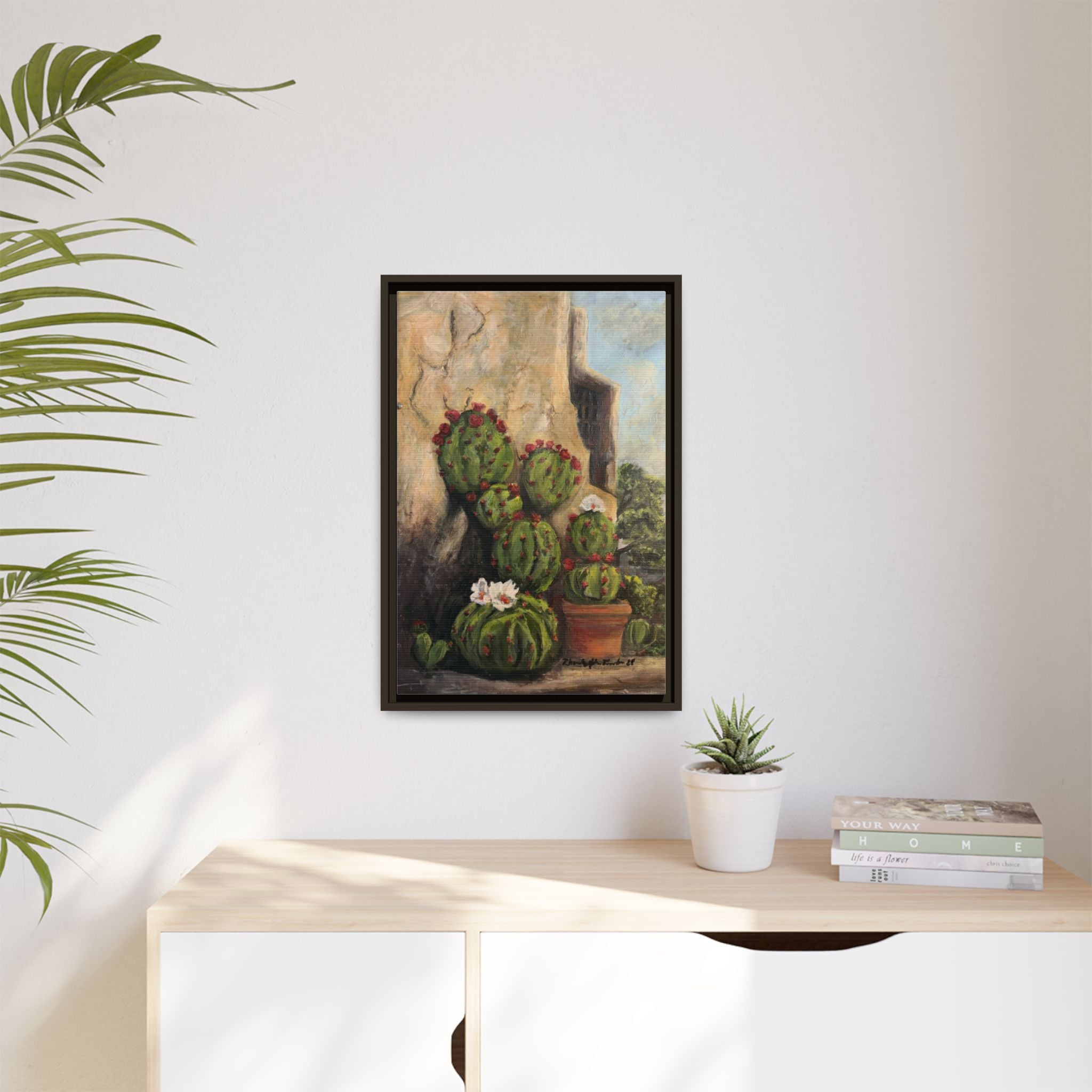 Matte Canvas Print of Original Desert Bloom, Framed (Multi-color)