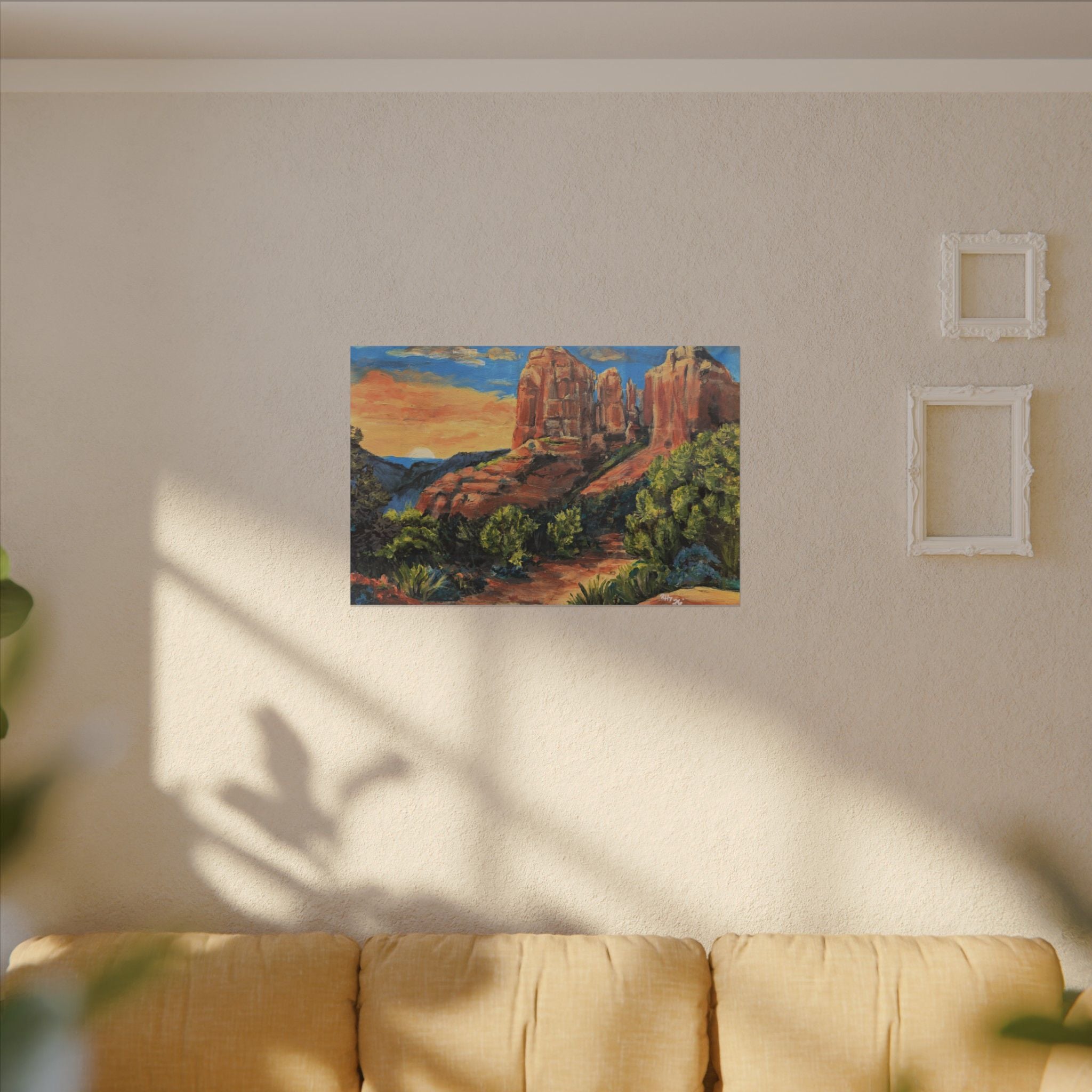 Desert Path Landscape Matte Canvas Wall Art Print of Original– Stretched Scenic Southwestern Sunset