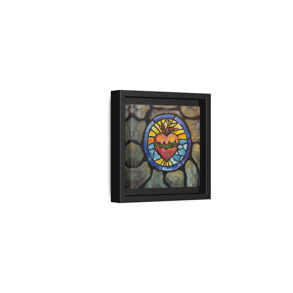 Sacred Heart Stained Glass Print — Framed Matte Canvas
