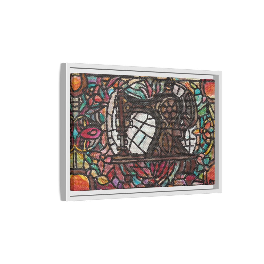 Framed Sewing Machine Stained-Glass Canvas Print of Original Great Grandma's Sewing Machine