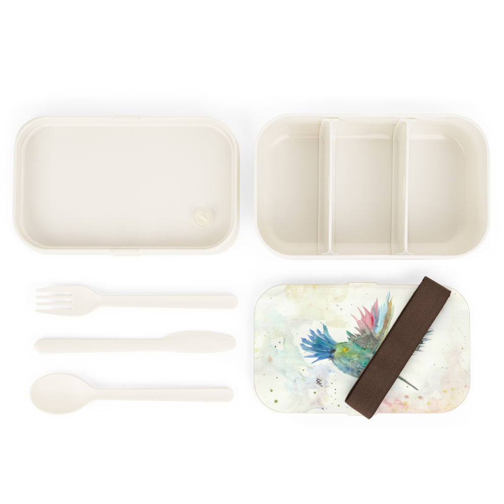 Hummingbird Watercolor Bento Lunch Box – Compact Eco-Friendly Meal Box