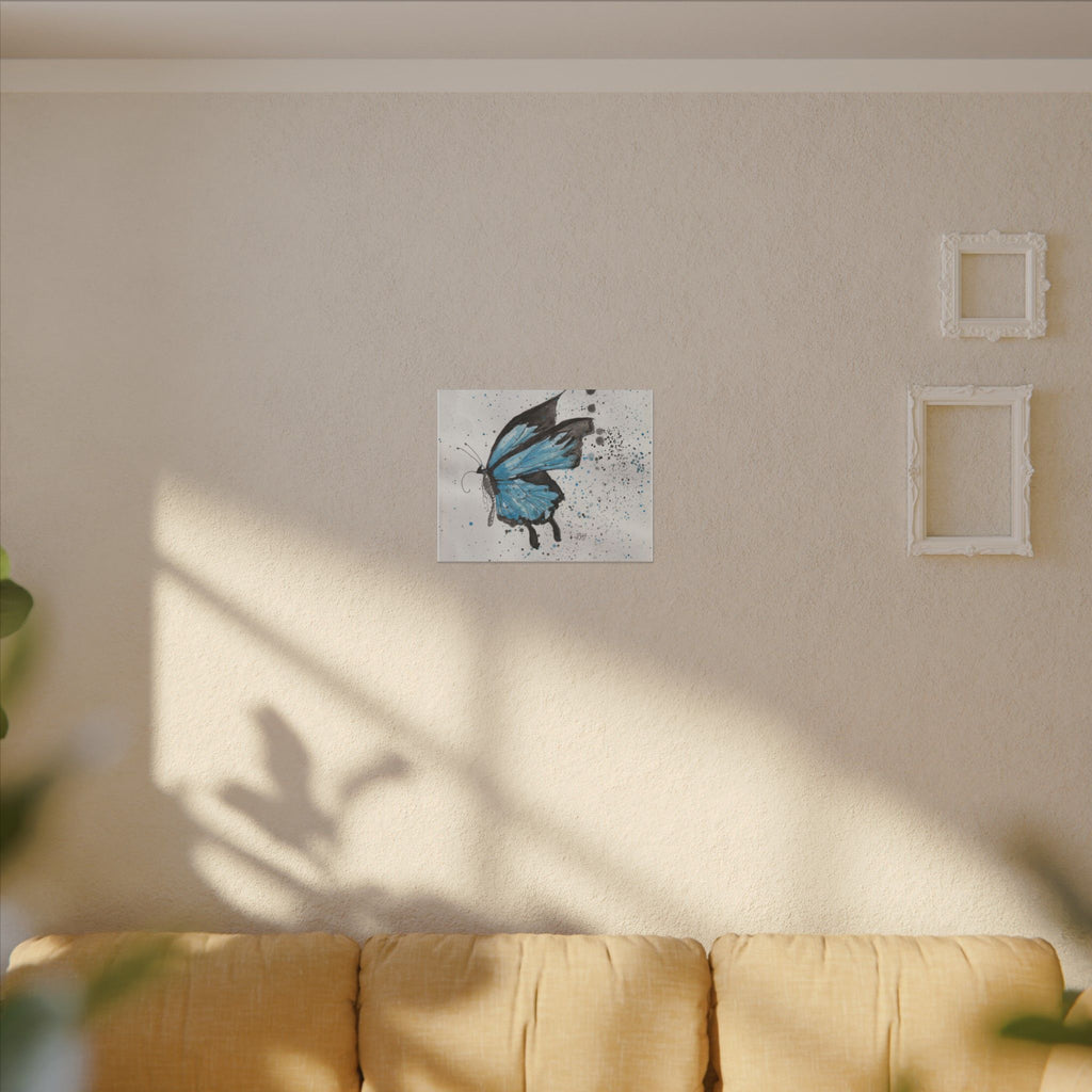 Blue Watercolor Butterfly Canvas Print — Stretched Matte Wall Art