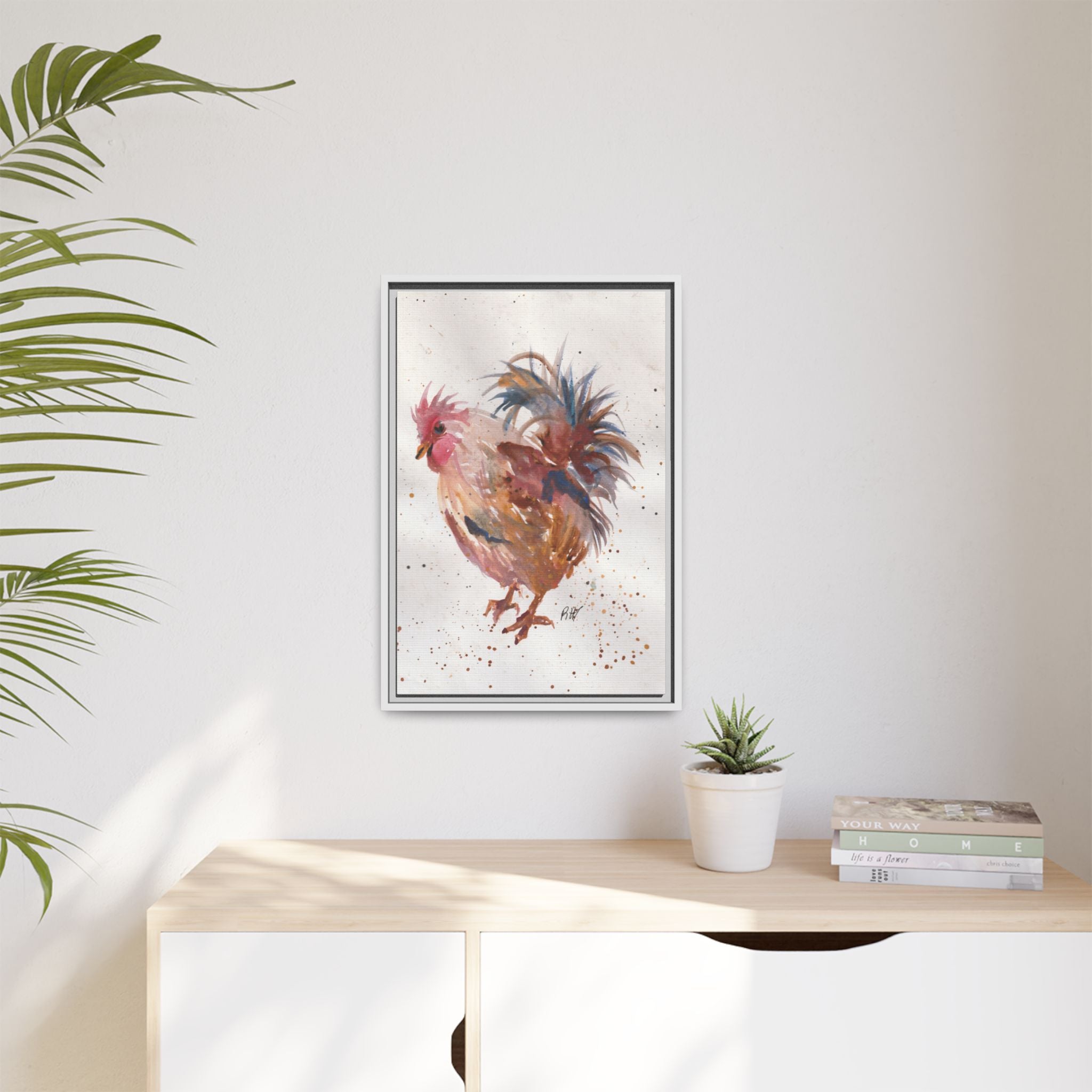 Watercolor Matte Canvas Print of Original Henrietta — Framed Farmhouse Wall Art