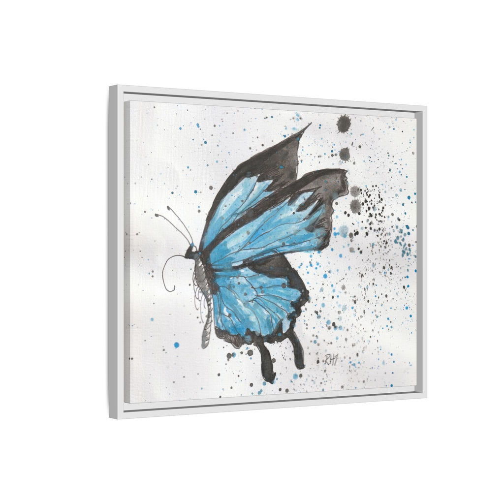 Blue Watercolor Butterfly Matte Canvas Print (Framed)