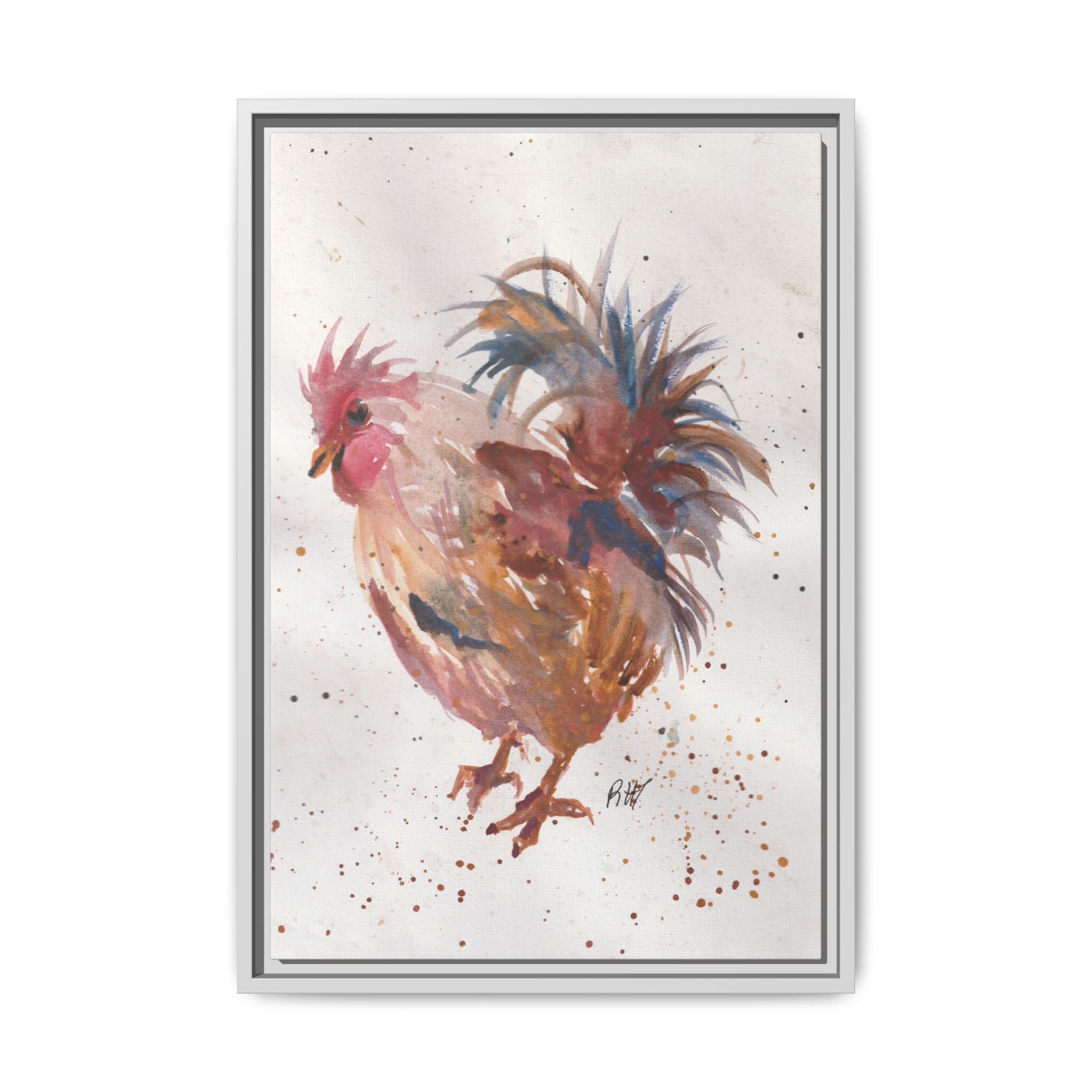 Watercolor Matte Canvas Print of Original Henrietta — Framed Farmhouse Wall Art