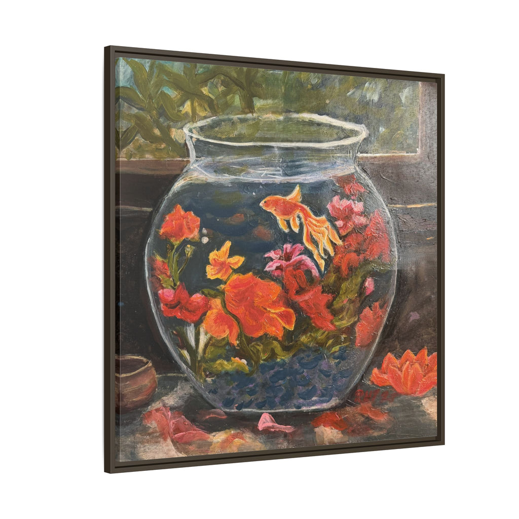 Framed Matte Canvas Print of Original– Colorful Goldfish Bowl Art