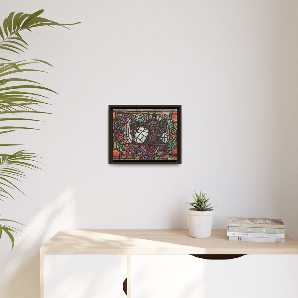 Framed Sewing Machine Stained-Glass Canvas Print of Original Great Grandma's Sewing Machine