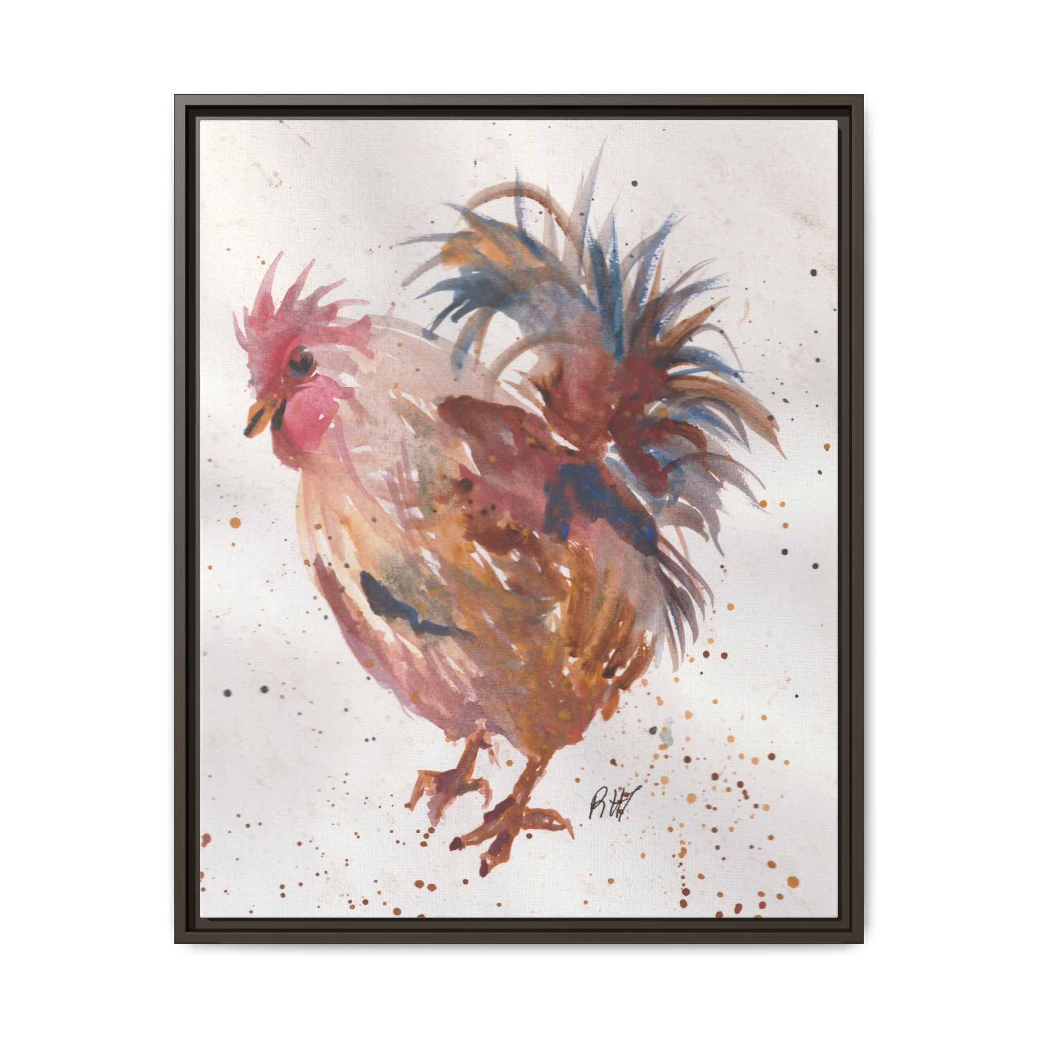 Watercolor Matte Canvas Print of Original Henrietta — Framed Farmhouse Wall Art