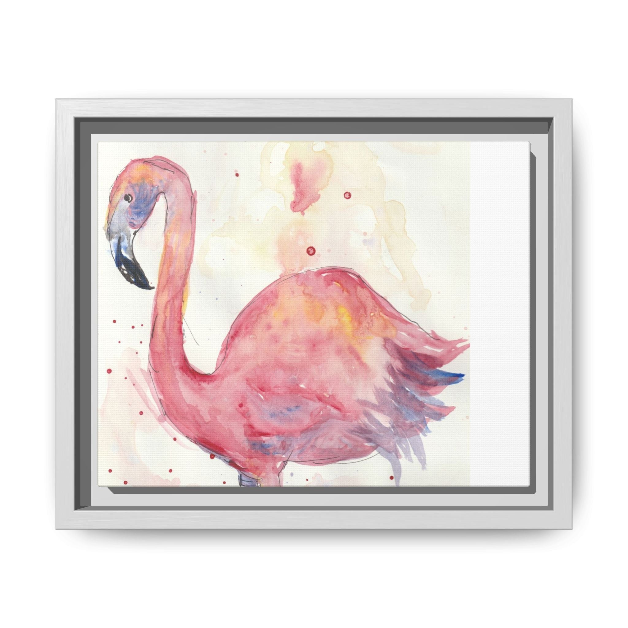 Watercolor Flamingo Dance Matte Canvas Framed Art Print of Original