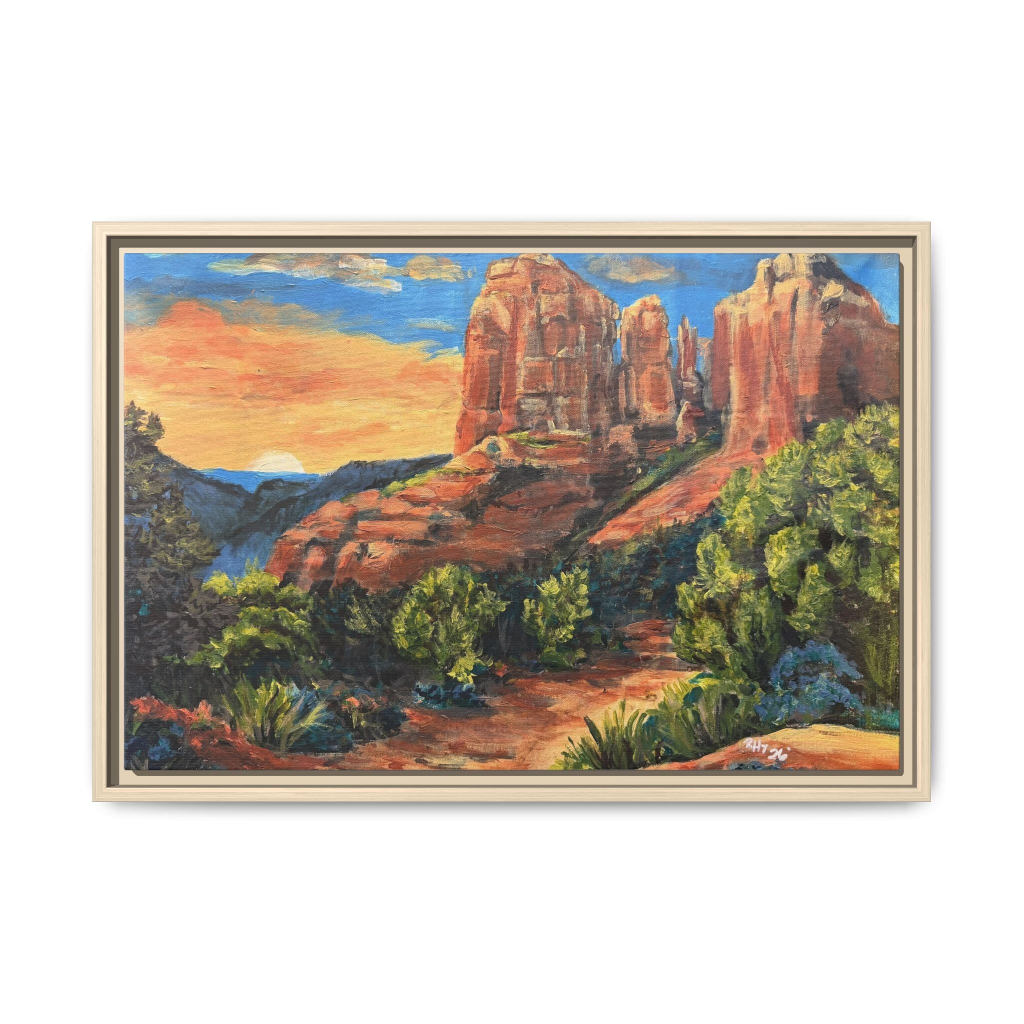 Framed Matte Canvas Desert Path Landscape Wall Art Print of Original