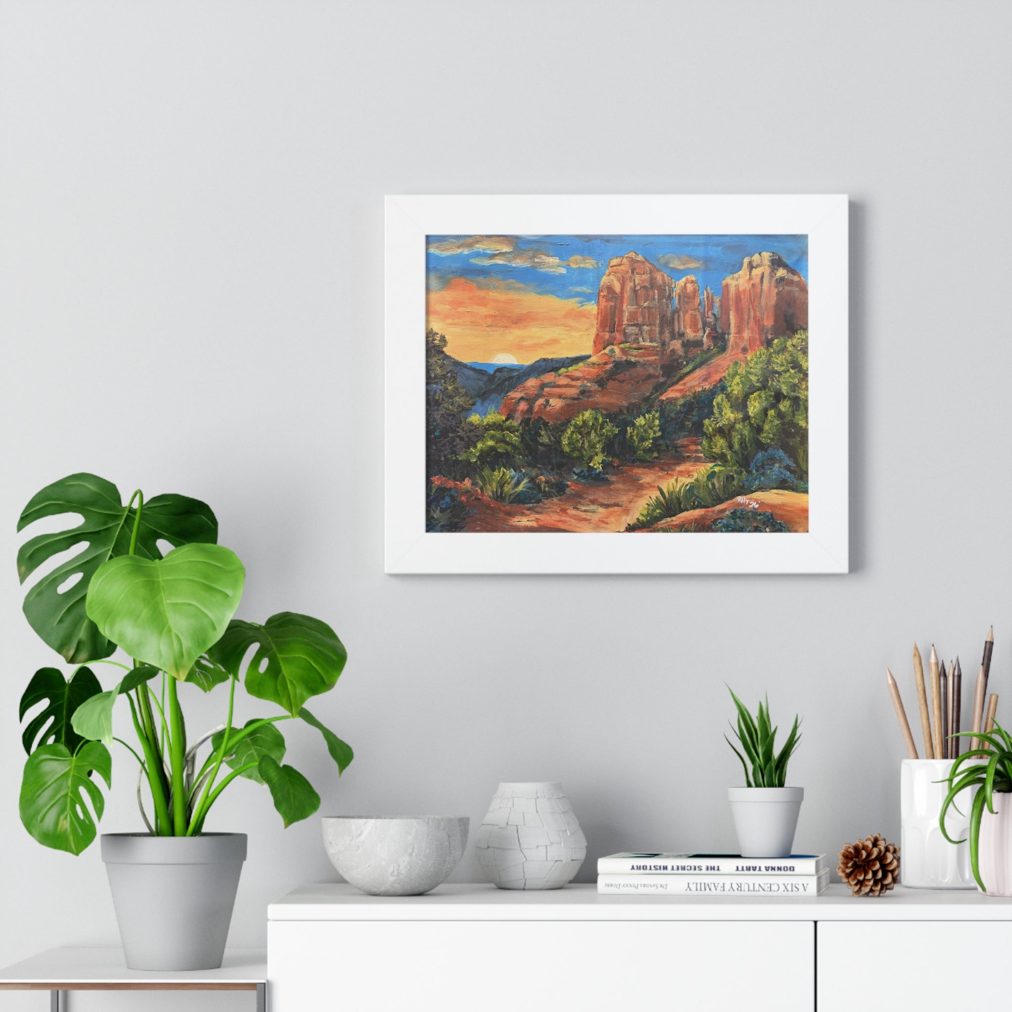 Framed Poster - Sedona Red Rock Landscape Art Print (Horizontal)