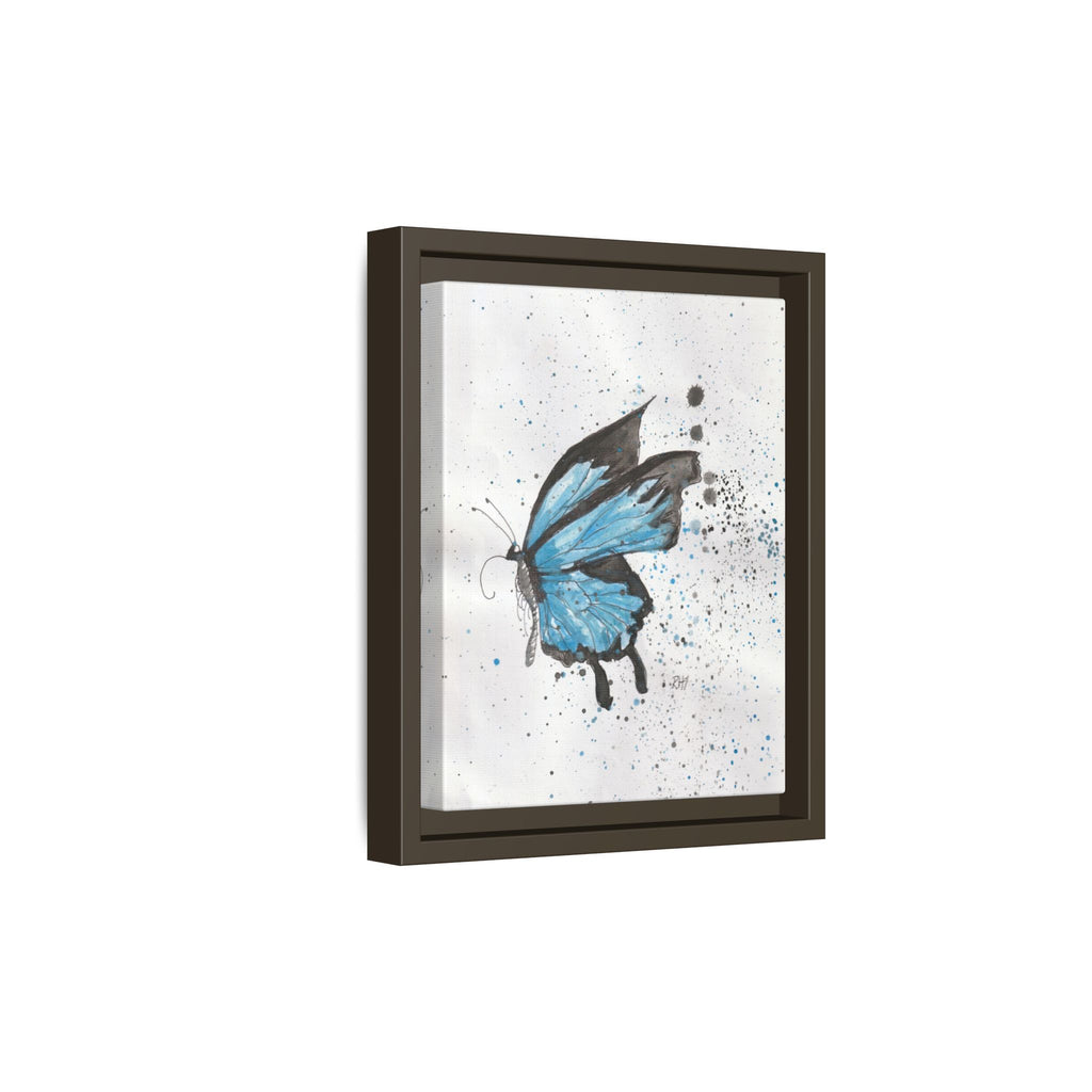 Blue Watercolor Butterfly Matte Canvas Print (Framed)
