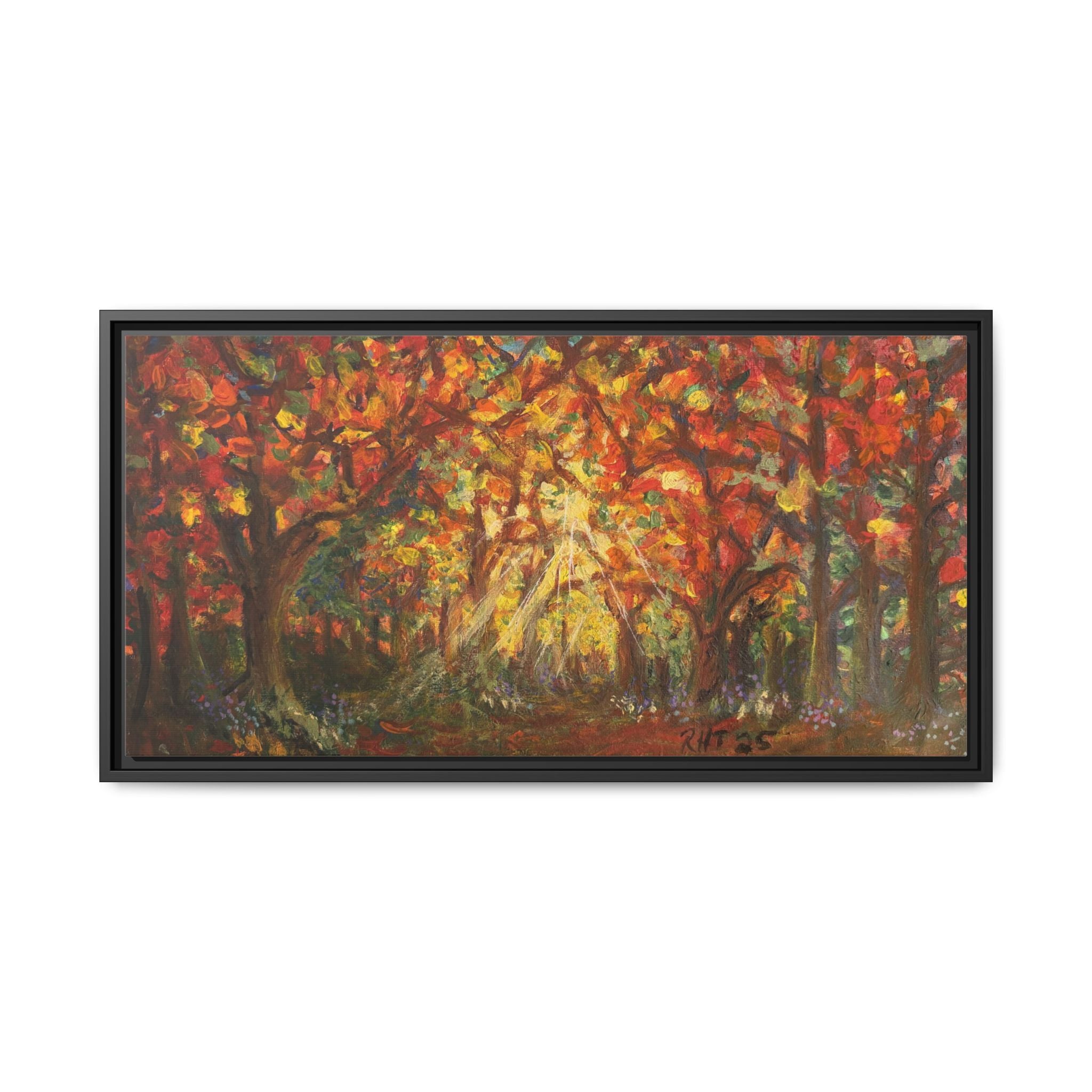 Autumn Grove Framed Canvas Print of Original — Vibrant Fall Forest Wall Art