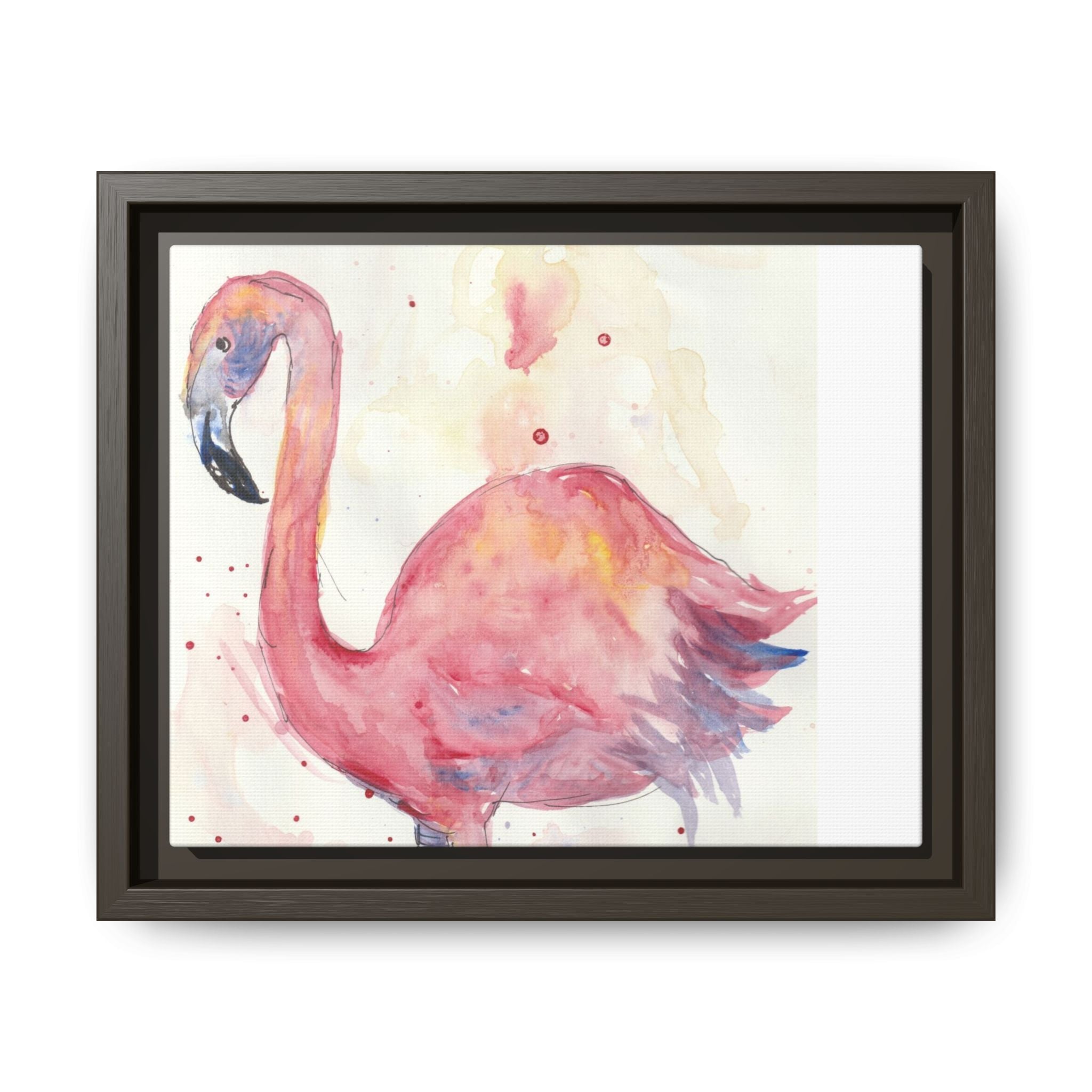 Watercolor Flamingo Dance Matte Canvas Framed Art Print of Original