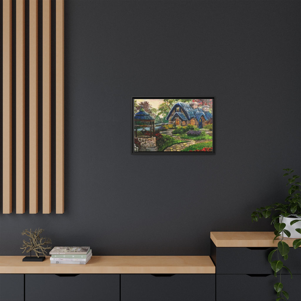 Framed Matte Canvas Cottage Well - Print of Original— Cozy Garden Pathway Print