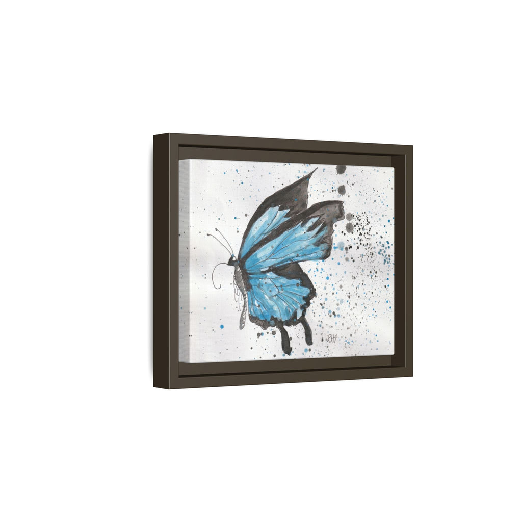 Blue Watercolor Butterfly Matte Canvas Print (Framed)