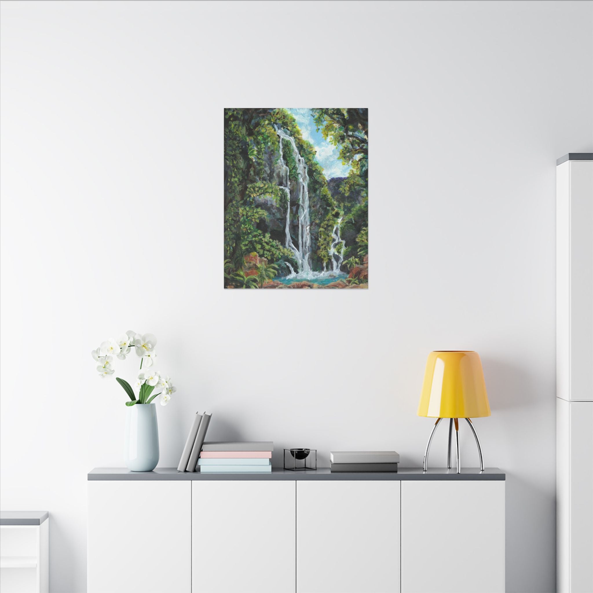 Hidden Falls Canvas Wall Art — Tropical Forest Matte Stretched Print of Original