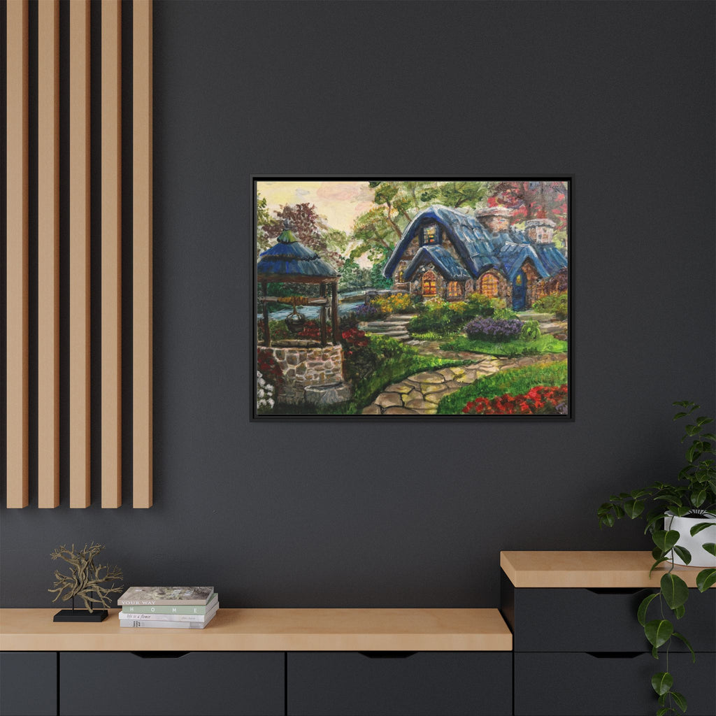 Framed Matte Canvas Cottage Well - Print of Original— Cozy Garden Pathway Print