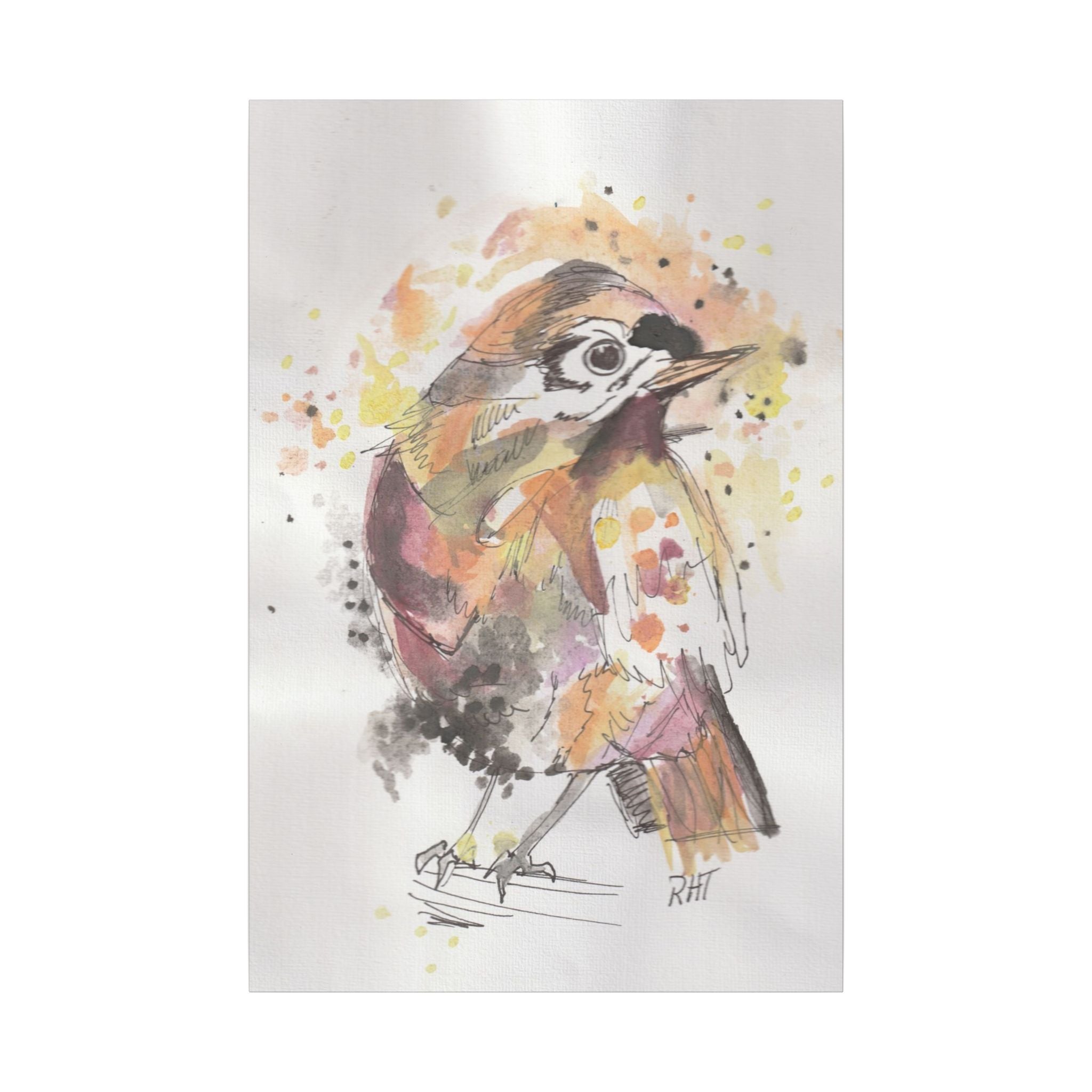 Carolina Wren Canvas Print of Original— Colorful Songbird Wall Art
