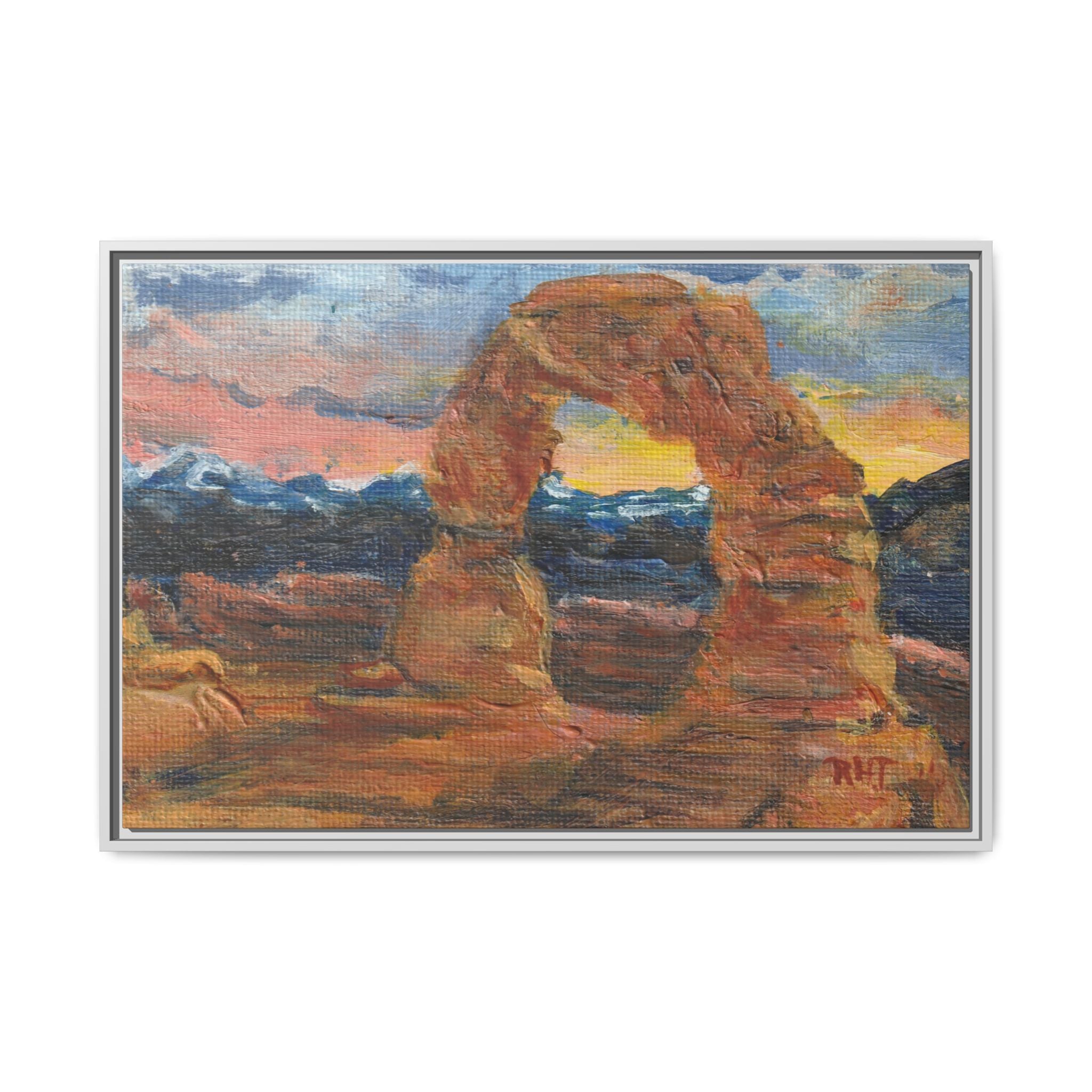 Print of Original Arches - Desert Arch Sunset Matte Canvas Framed Wall Art