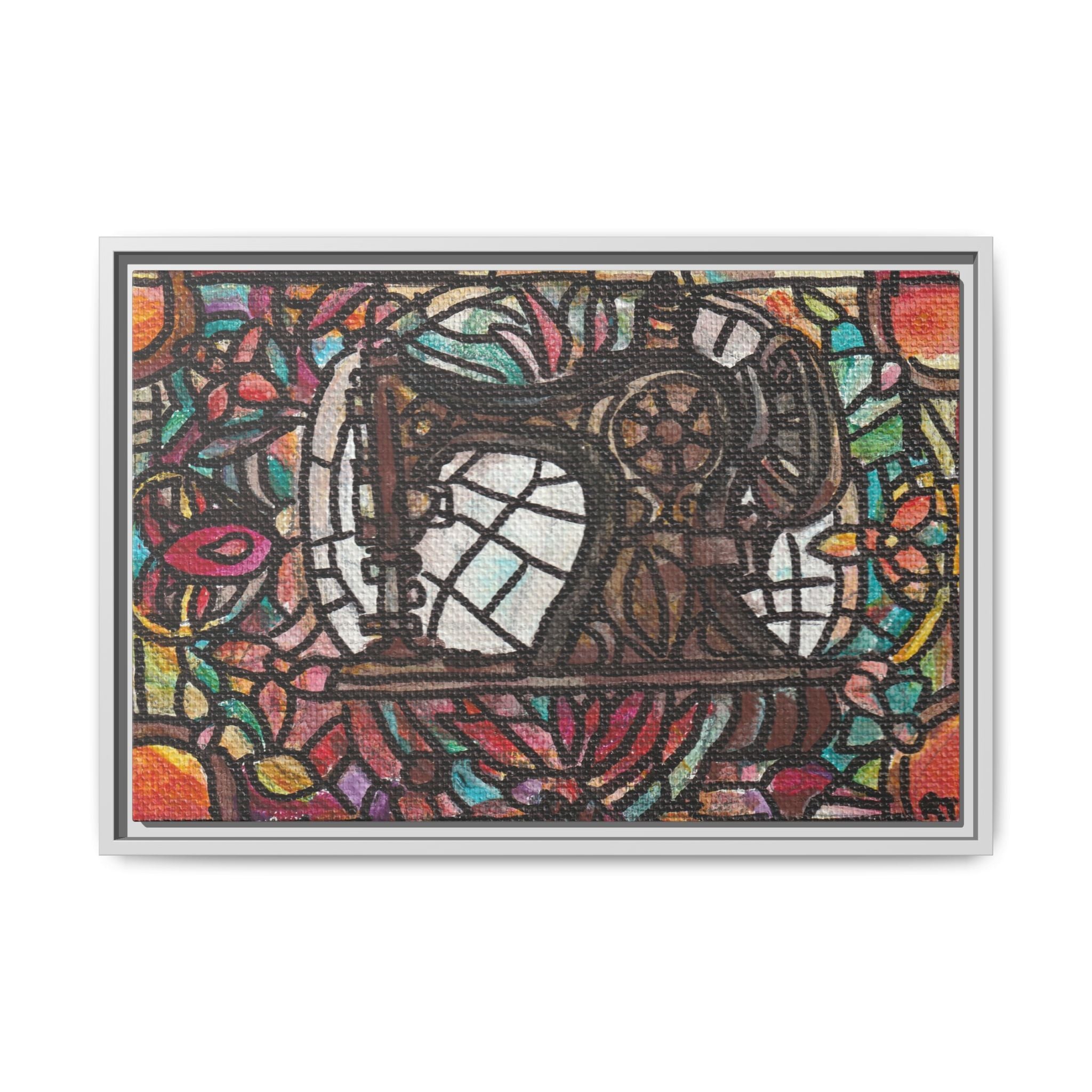 Framed Sewing Machine Stained-Glass Canvas Print of Original Great Grandma's Sewing Machine