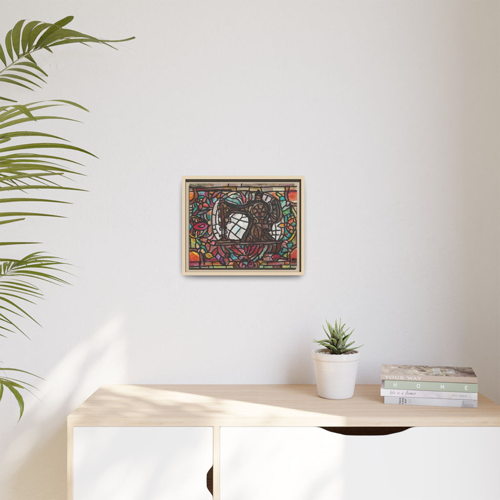 Framed Sewing Machine Stained-Glass Canvas Print of Original Great Grandma's Sewing Machine