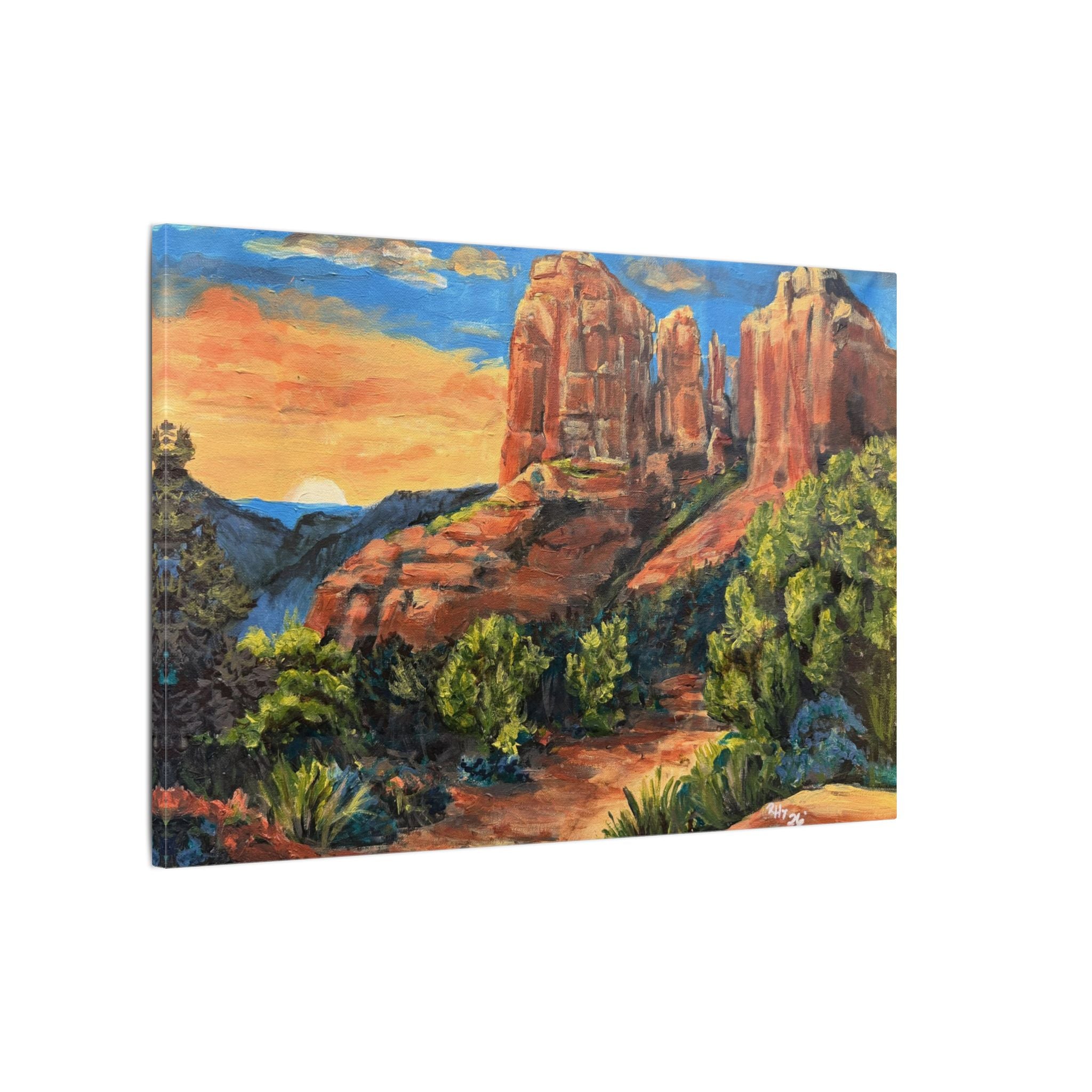 Desert Path Landscape Matte Canvas Wall Art Print of Original– Stretched Scenic Southwestern Sunset