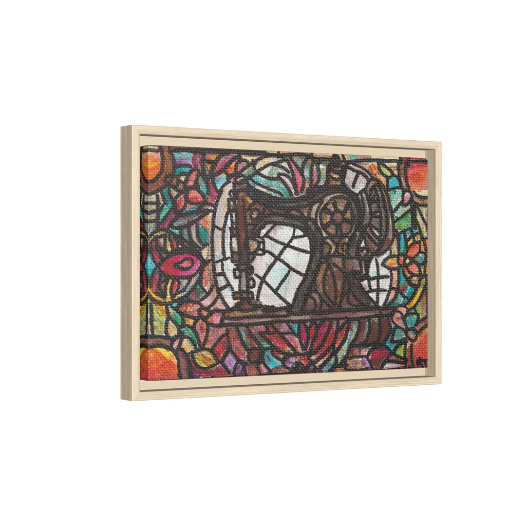 Framed Sewing Machine Stained-Glass Canvas Print of Original Great Grandma's Sewing Machine