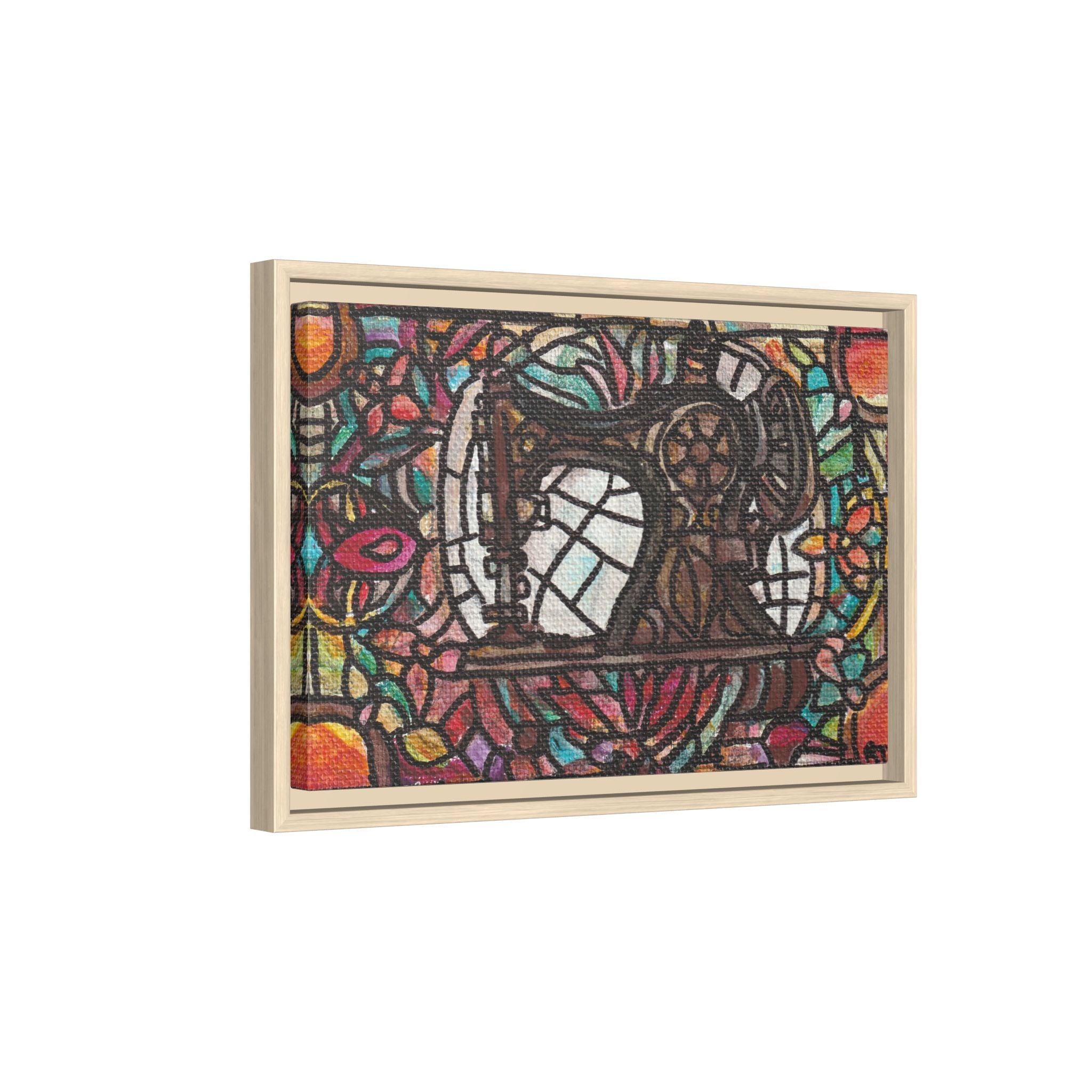 Framed Sewing Machine Stained-Glass Canvas Print of Original Great Grandma's Sewing Machine