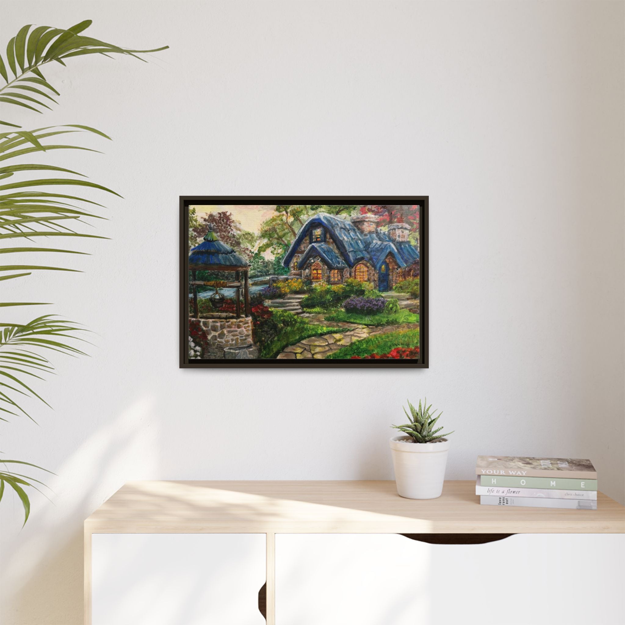 Framed Matte Canvas Cottage Well - Print of Original— Cozy Garden Pathway Print