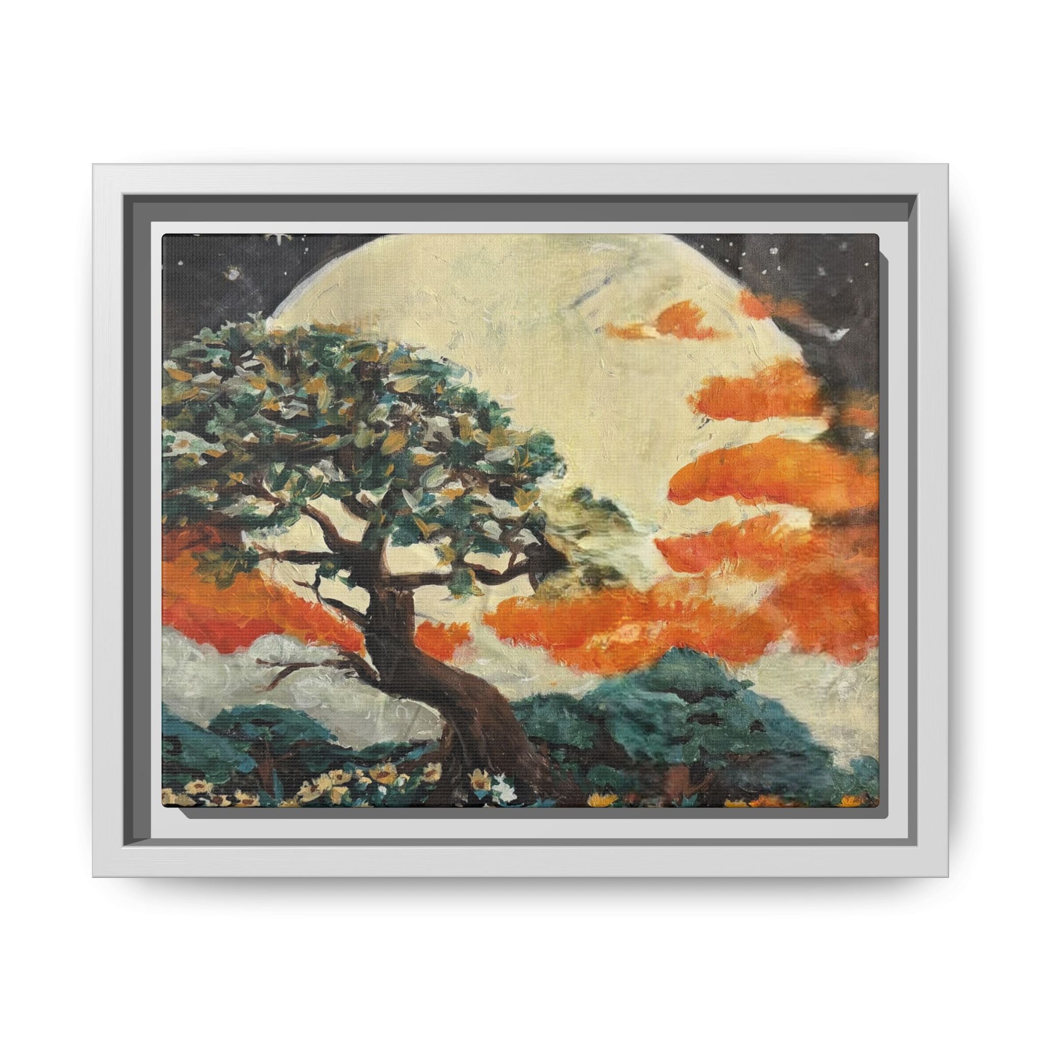 Framed Matte Canvas Print of Original — Lunar Glow Landscape Wall Art