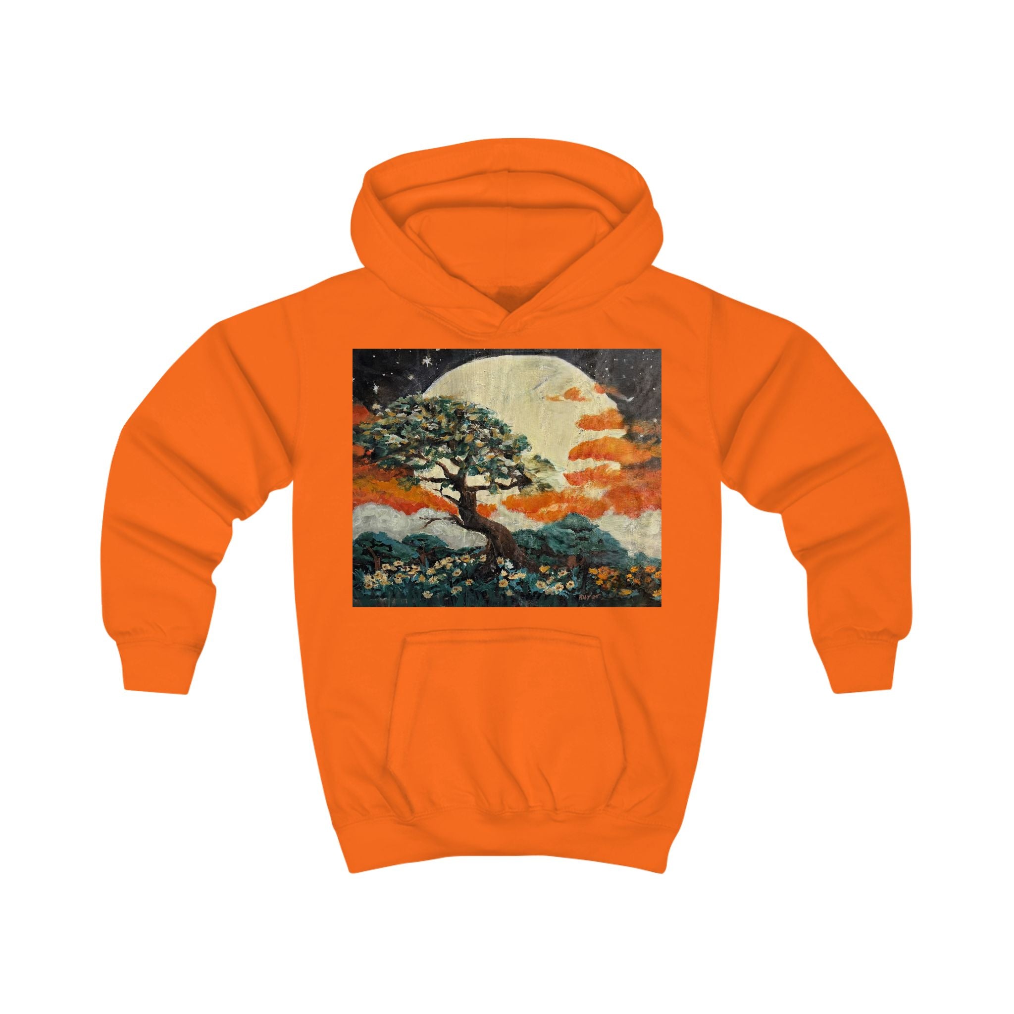 Kids Hoodie - Vintage Moonlit Tree Graphic Pullover