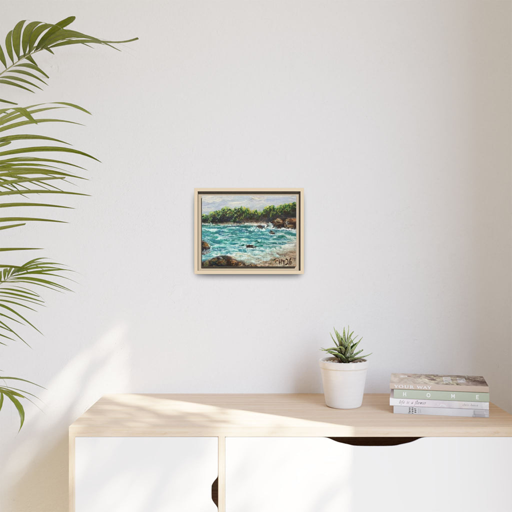 Framed Matte Canvas Print — Down By The Bay Print of Original - Turquoise Ocean Seascape Painting