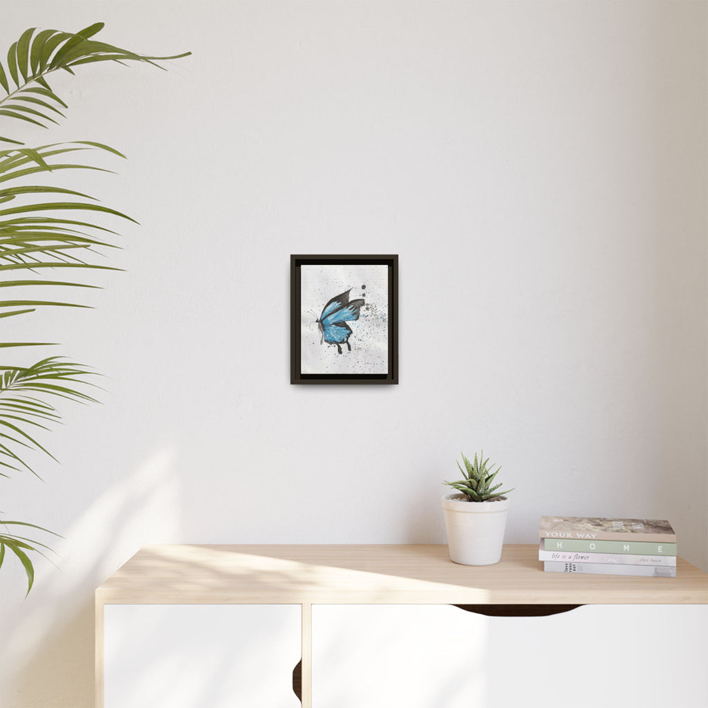 Blue Watercolor Butterfly Matte Canvas Print (Framed)