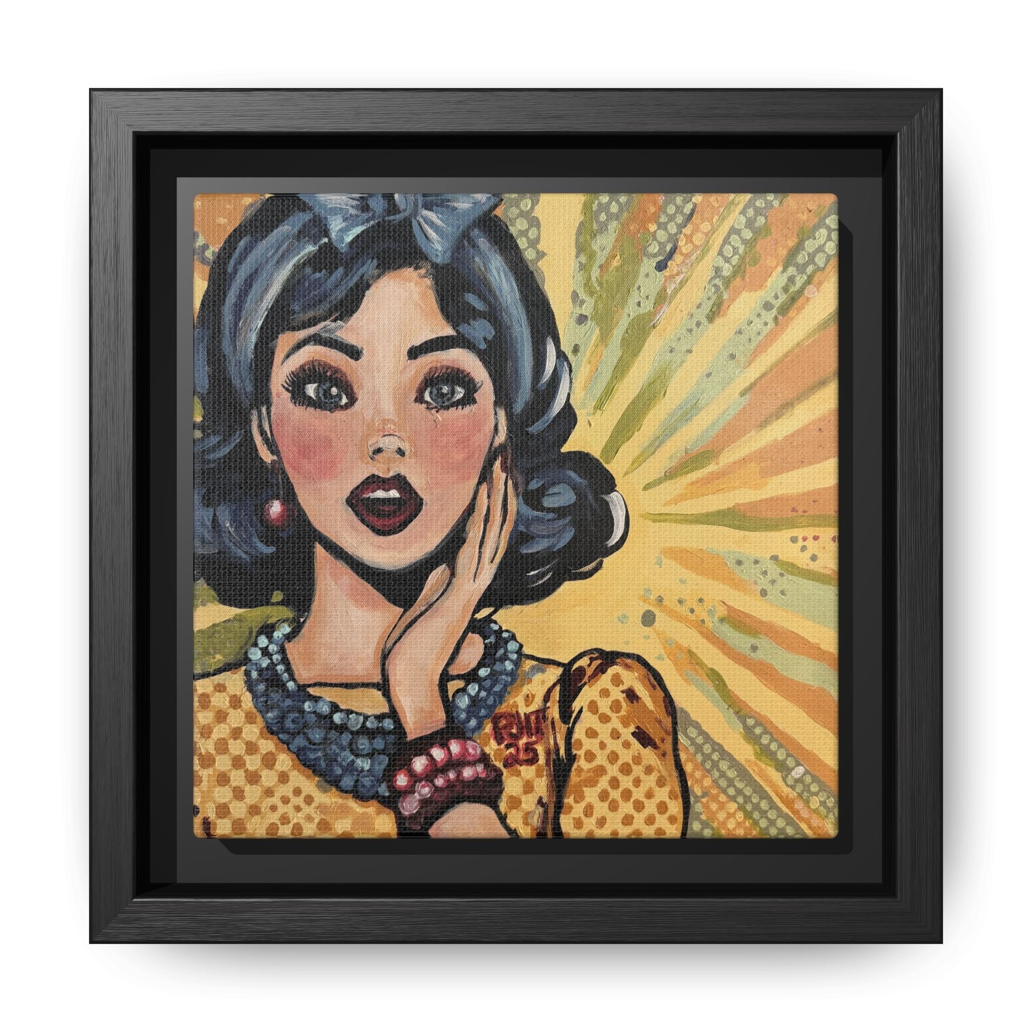 Pop Art Surprise Framed Canvas Print of Original "OMG"
